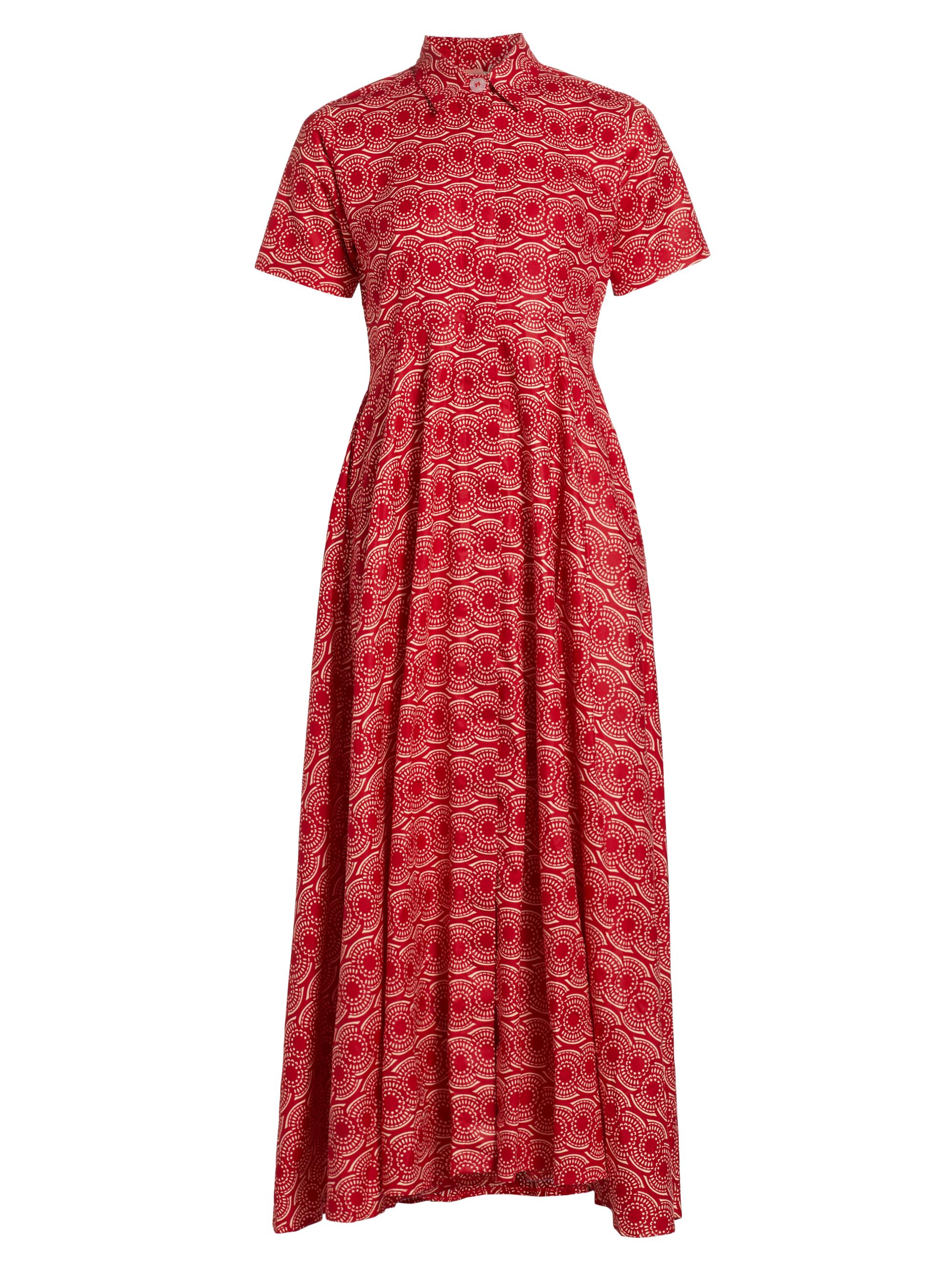 Elisamama Women's Feyi Abstract Cotton Shirtdress - Red