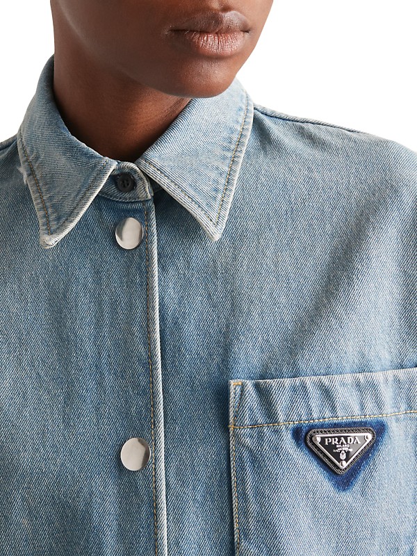 Shop Prada Oversized Denim Shirt | Saks Fifth Avenue Shop Prada Oversized Denim Shirt | Saks Fifth Avenue