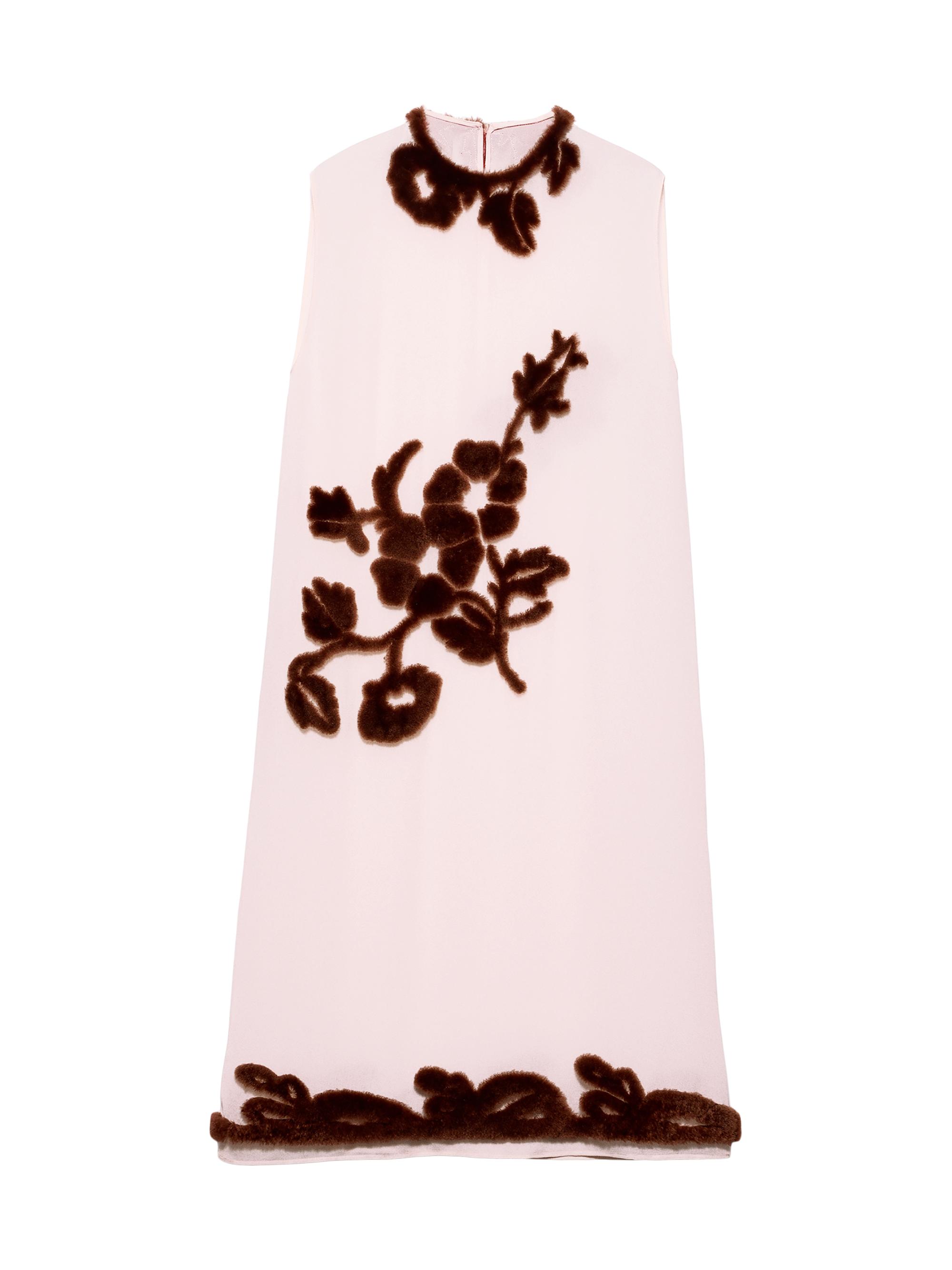Prada Women's Embroidered Georgette Dress - Brown