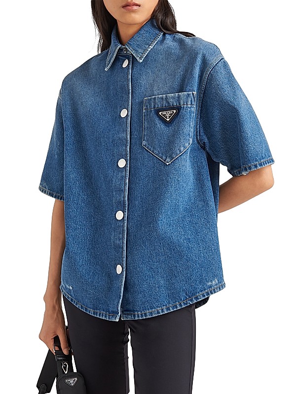 Shop Prada Denim Shirt | Saks Fifth Avenue Shop Prada Denim Shirt | Saks Fifth Avenue