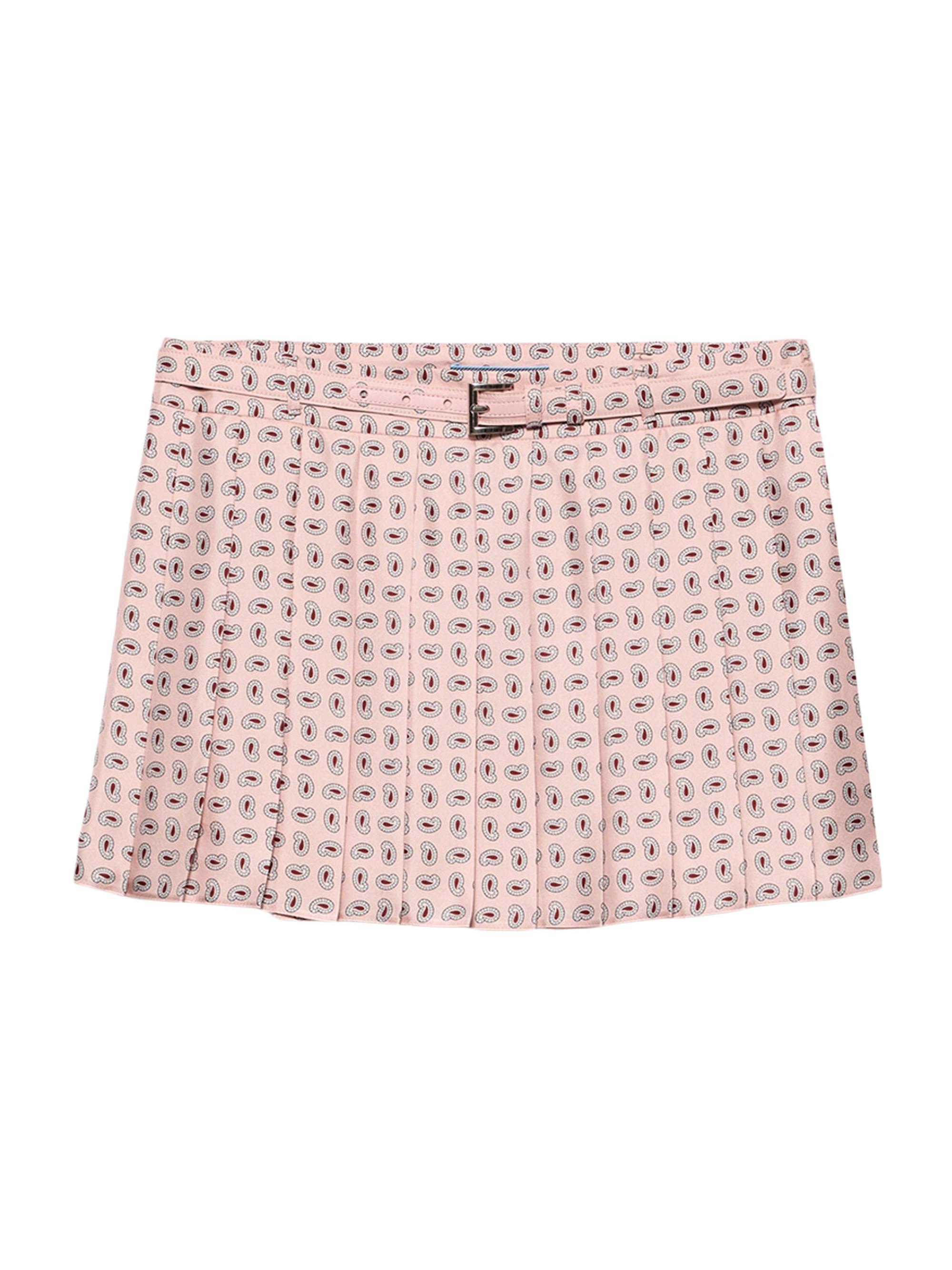 Prada Women's Printed Silk Twill Miniskirt - Pink