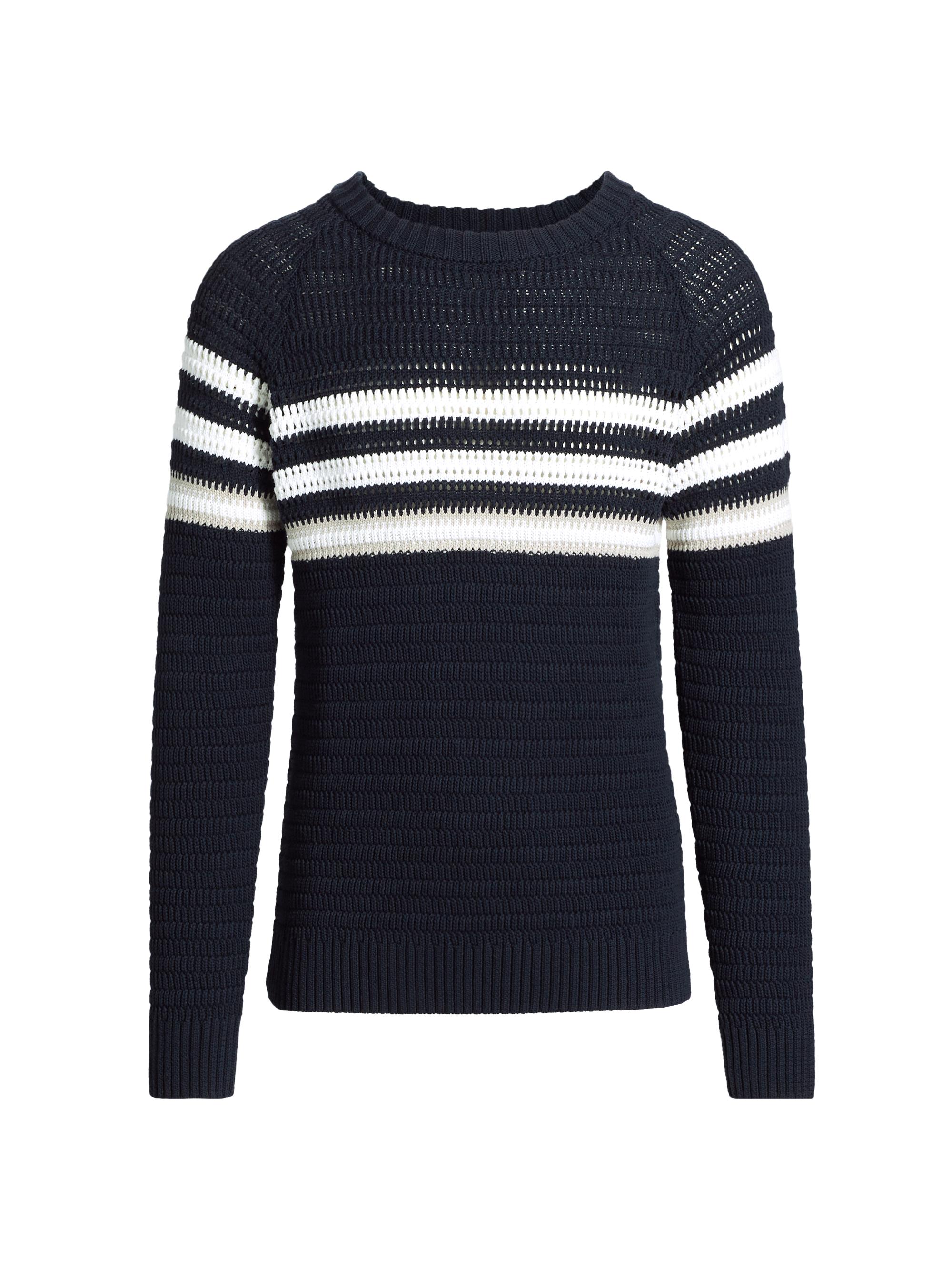 Saks Fifth Avenue Men's Texture Rugby Stripe Sweater - Navy