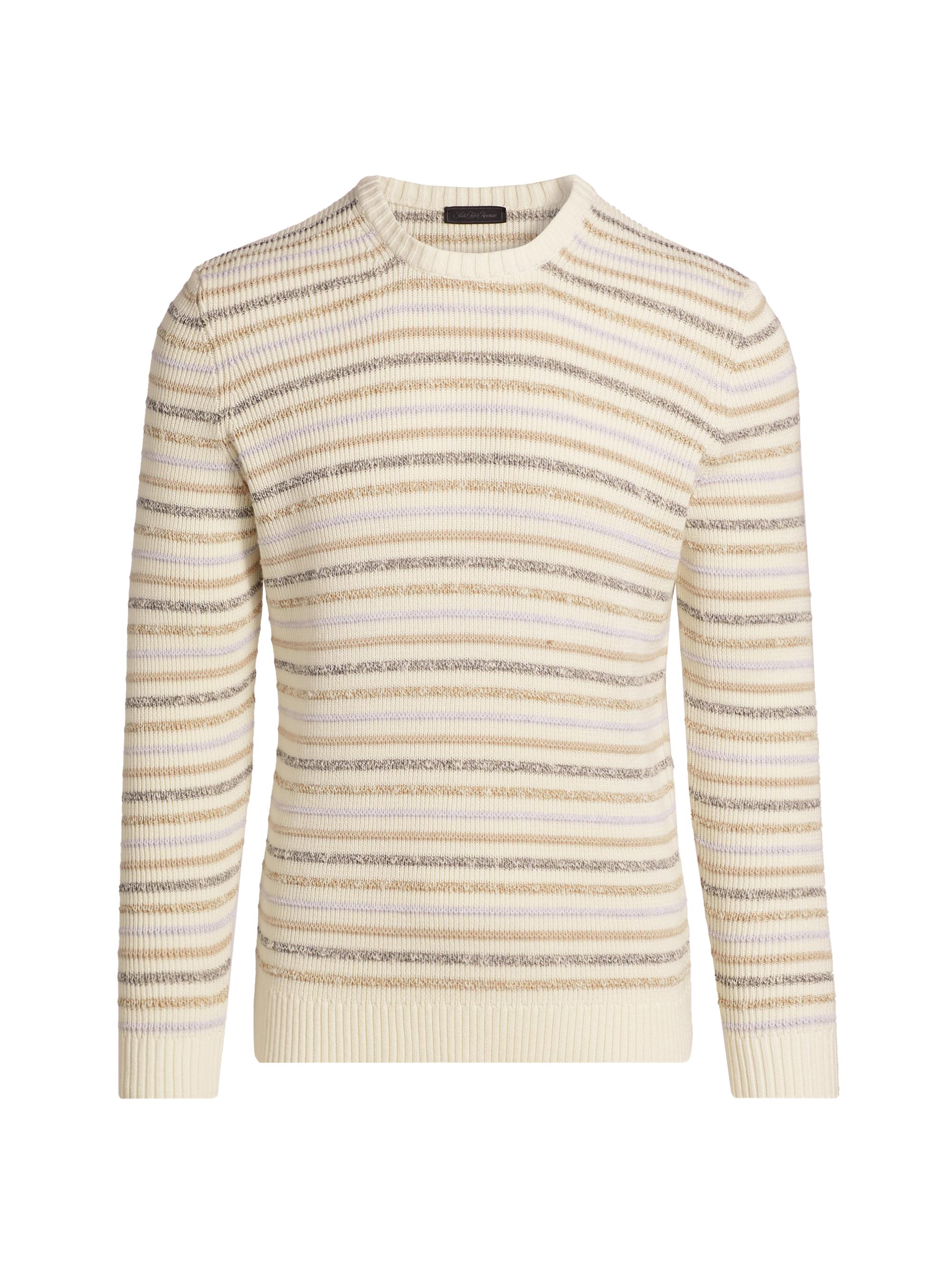 Saks Fifth Avenue Men's Striped Cotton-Blend Sweater - Cream