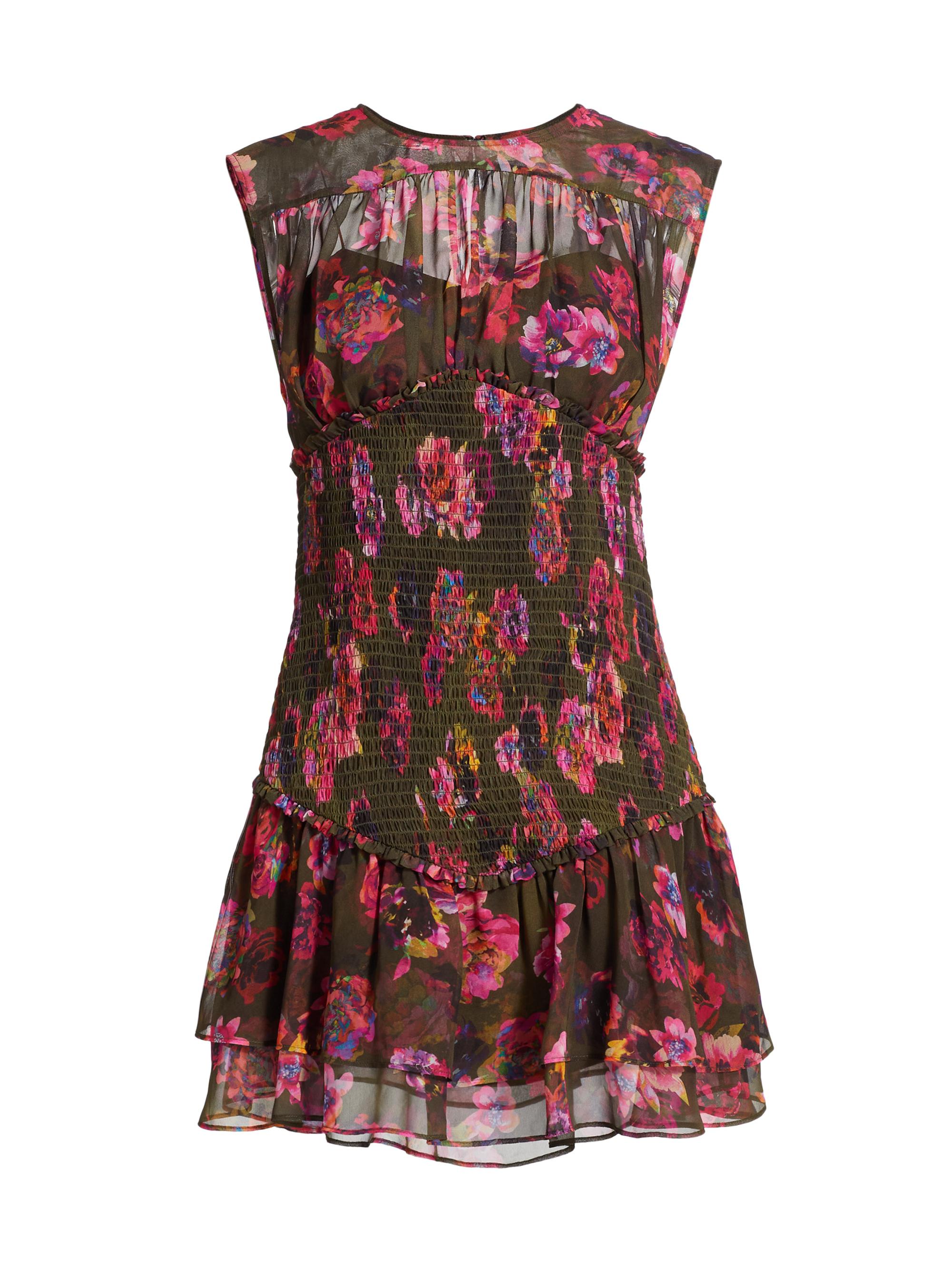 Amur Women's Sierra Floral Smocked Sleeveless Minidress - Earthy Garden