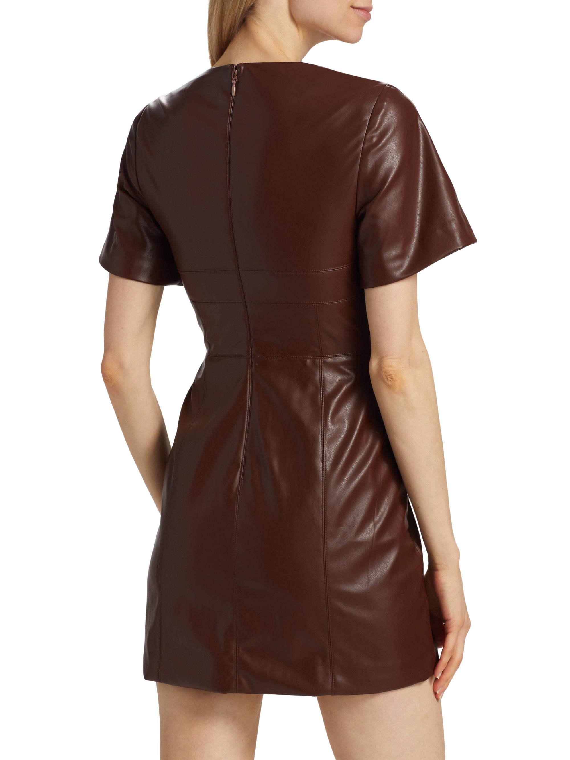 Amur Joey Faux-Leather Short-Sleeve Minidress | Saks Fifth Avenue