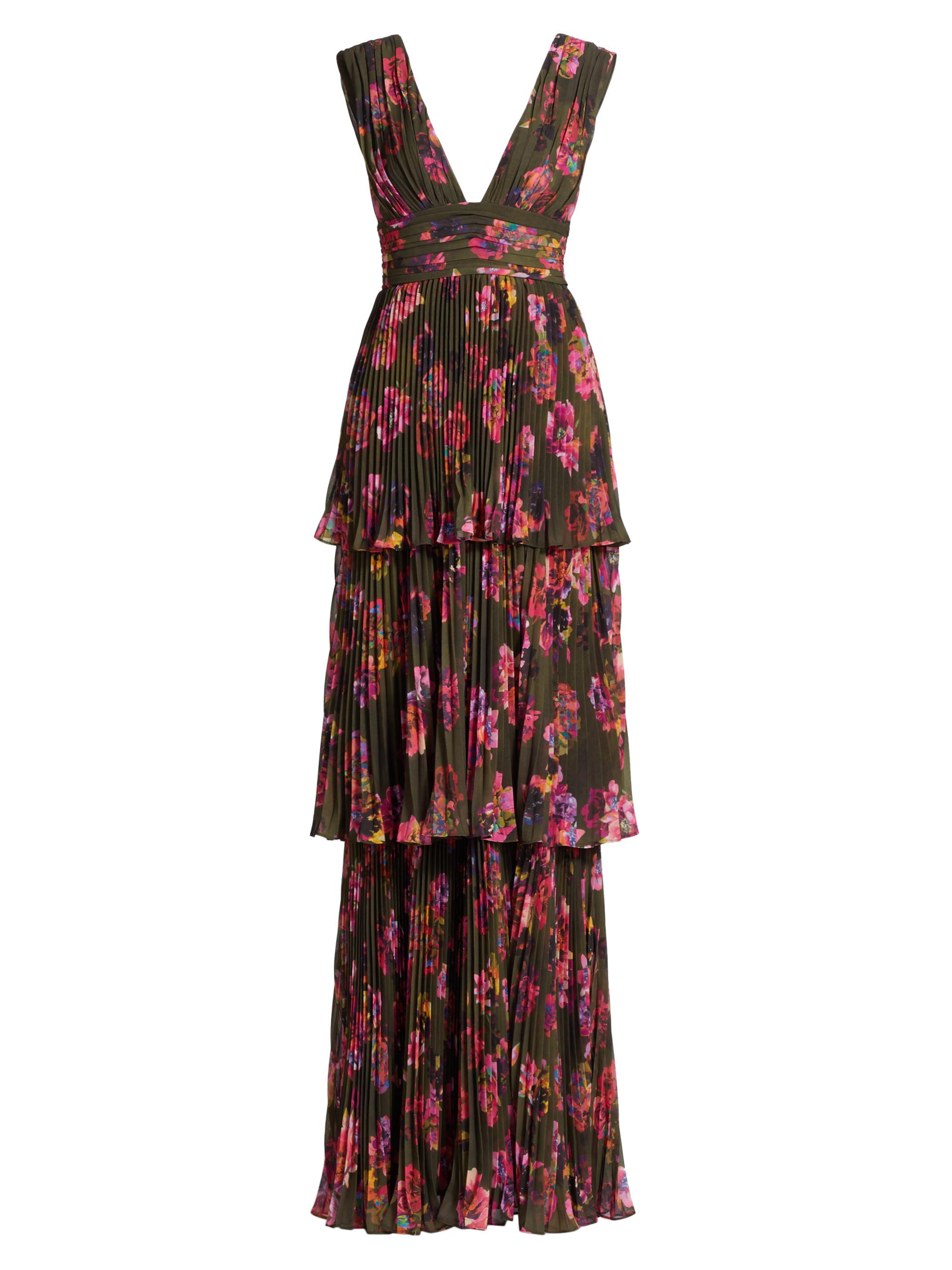 Amur Fluer Floral Pleated Sleeveless Gown | Saks Fifth Avenue
