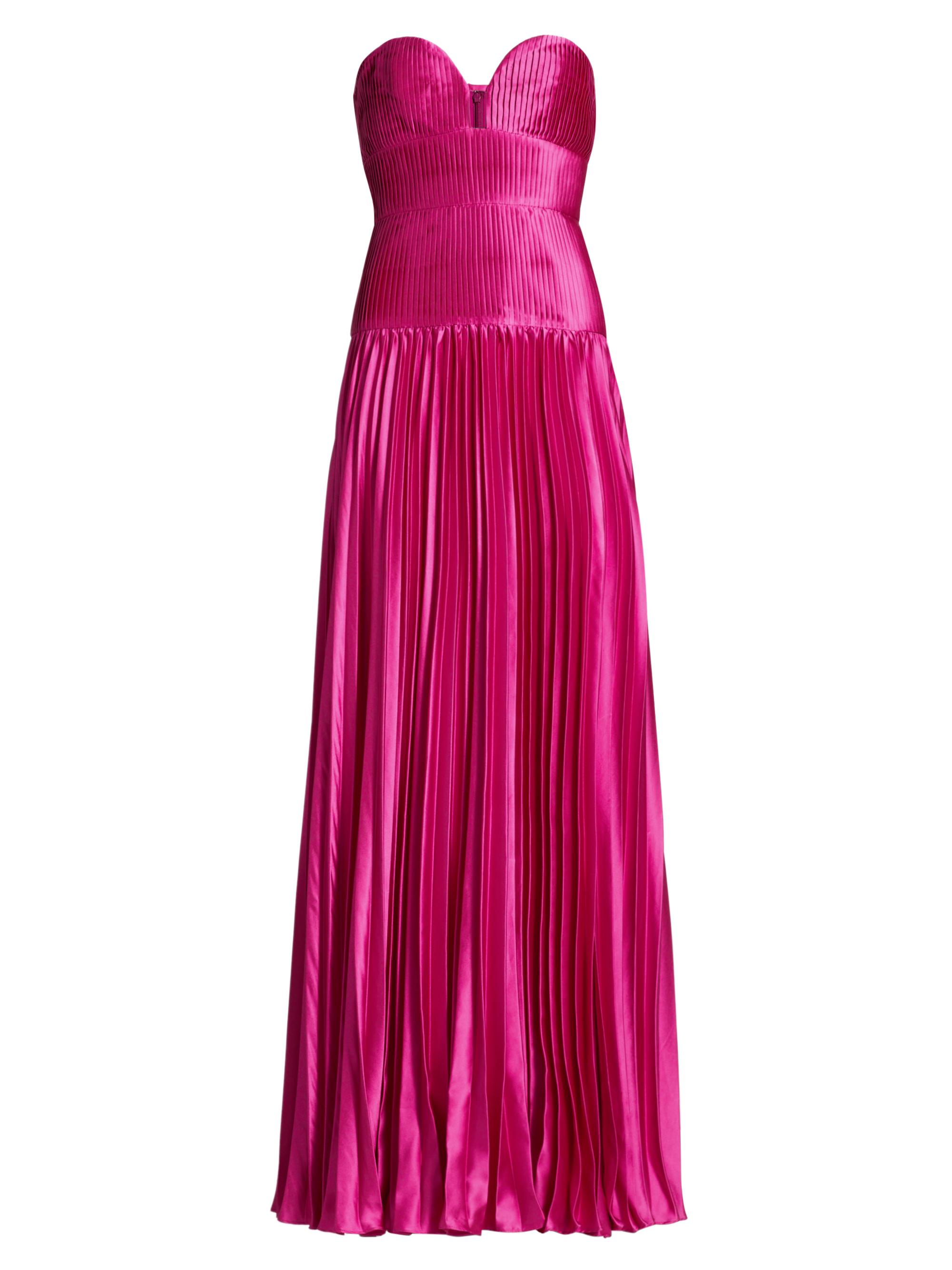 Amur Women's Ludlow Charmeuse Pleated Strapless Gown - Wild Orchid