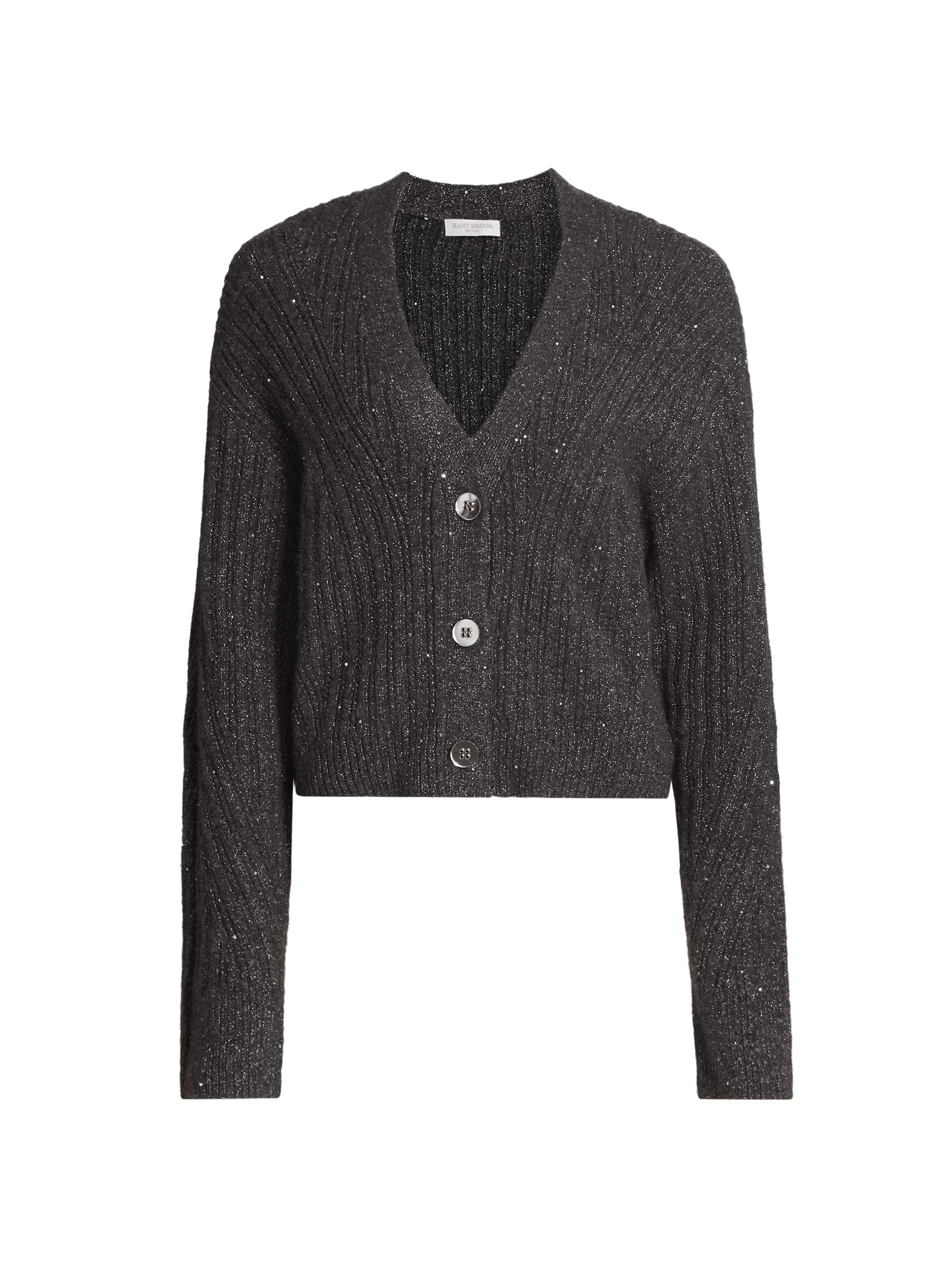 【週末限定セール】VERONICA JACQUARD KNIT CARDIGAN Solene Striped Cashmere Cardigan in Navy | Veronica Beard