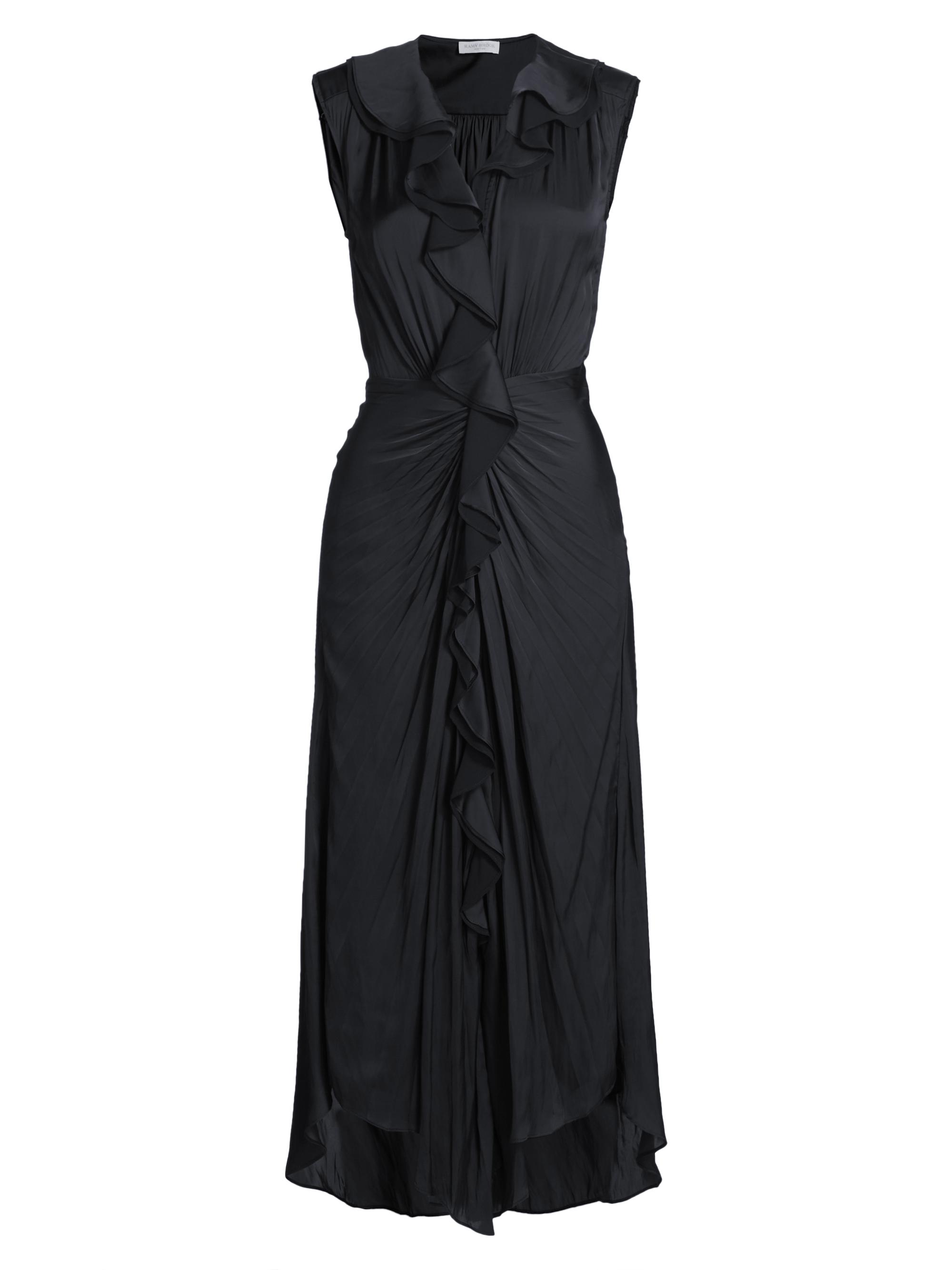 Shoshanna Noah Satin Ruched Midi-Dress | Saks Fifth Avenue