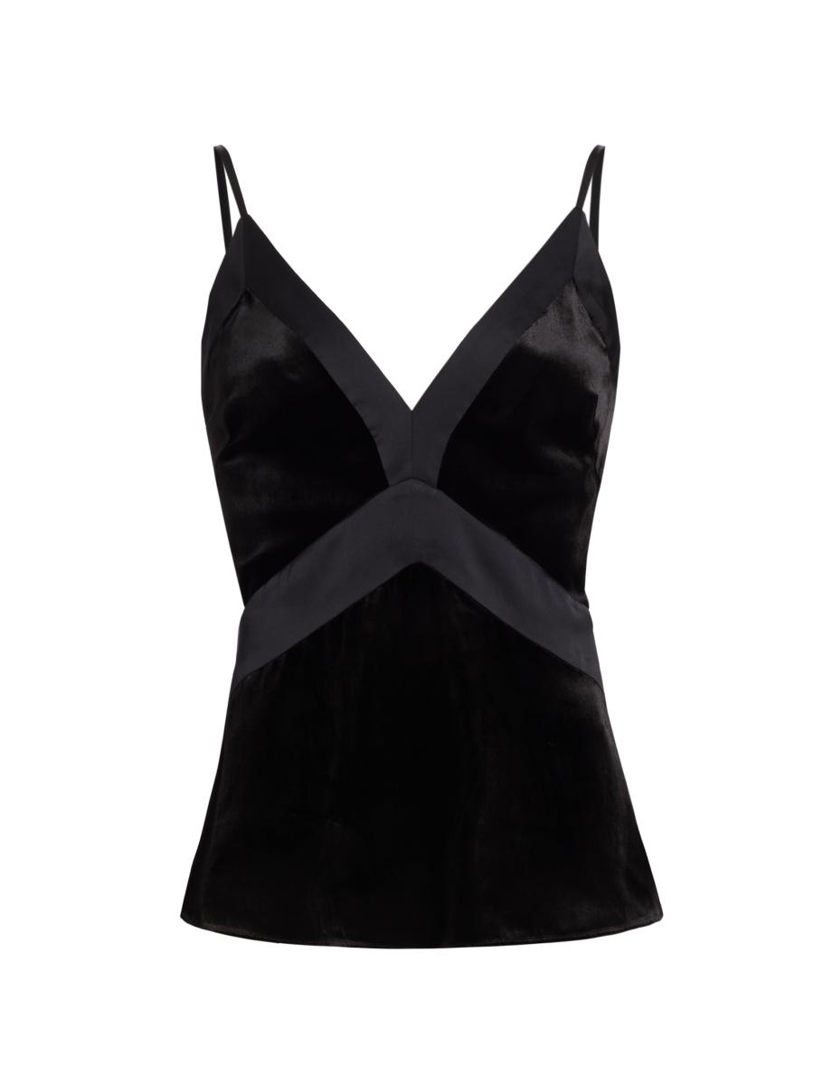 トップス BELPER VELVET CAMISOLE(BLACK) Allegra K Women's Wrap Spaghetti Strap Velvet Crop Cami Tops