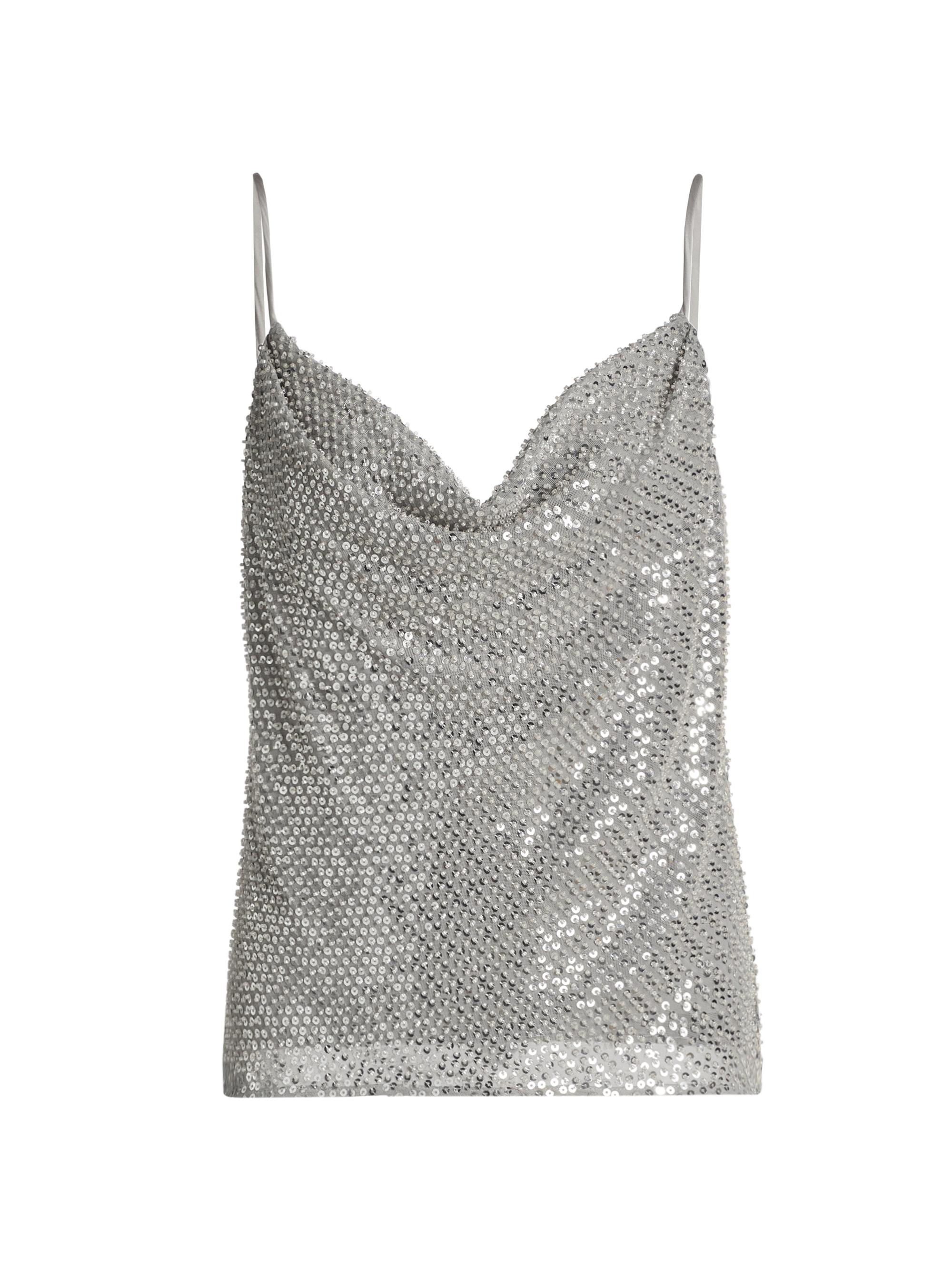 Ramy Brook Women's Amy Sequined Camisole - Dove Grey Beaded Mesh