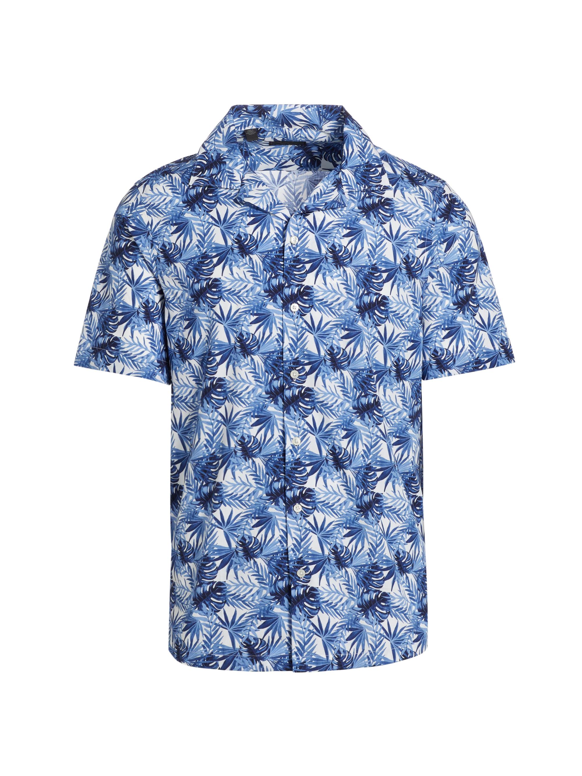 Saks Fifth Avenue Men's COLLECTION Palm Camp Collar Shirt - Blue