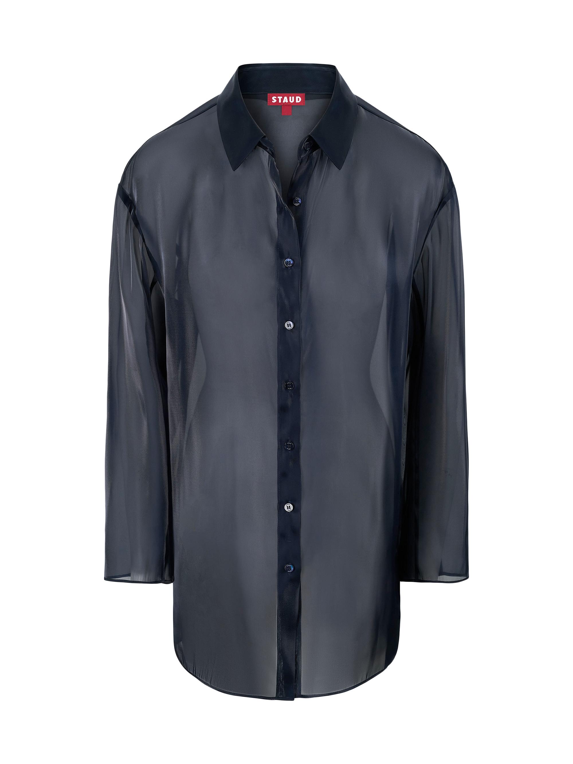 Staud Women's Allen Sheer Oversized Shirt - Midnight