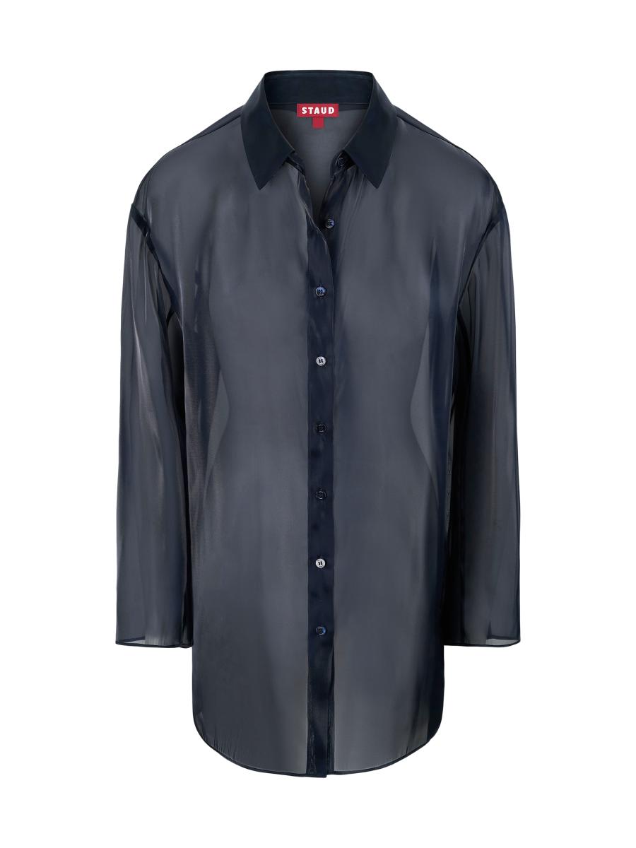 Staud Women's Allen Sheer Oversized Shirt In Blue