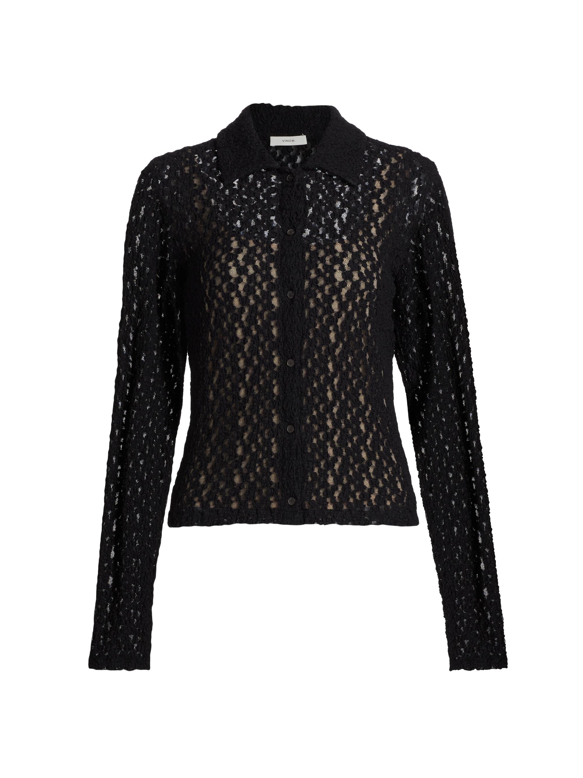 Vince Women's Floral Smocked Button-Front Shirt - Black