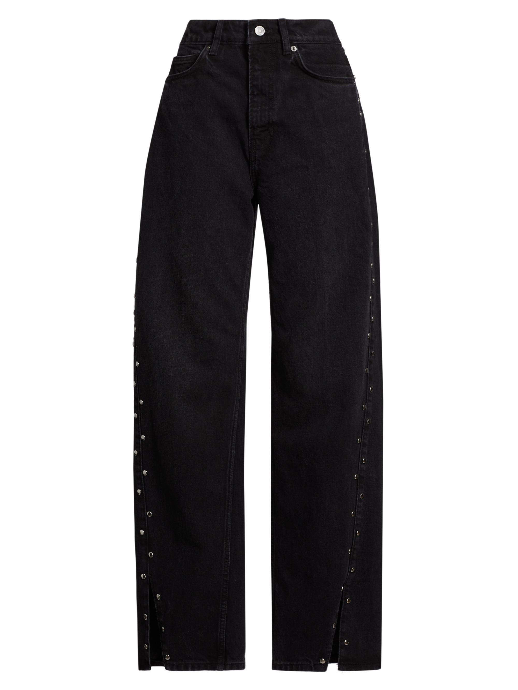 Reformation Women's Cary Studded High-Rise Straight-Leg Jeans - Vana Vented Studded