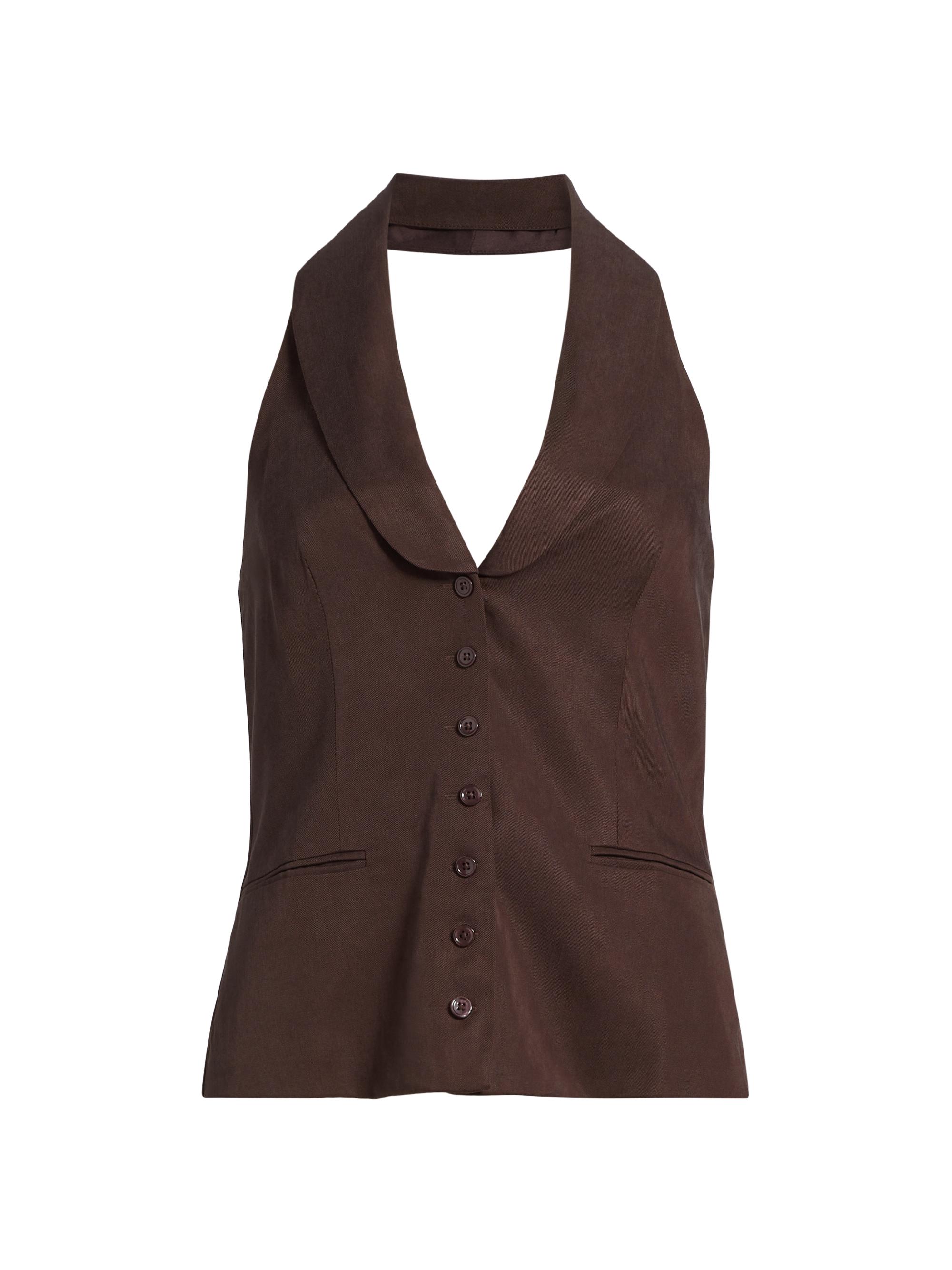 Reformation Women's Alistair Halterneck Button-Up Vest - Black Currant