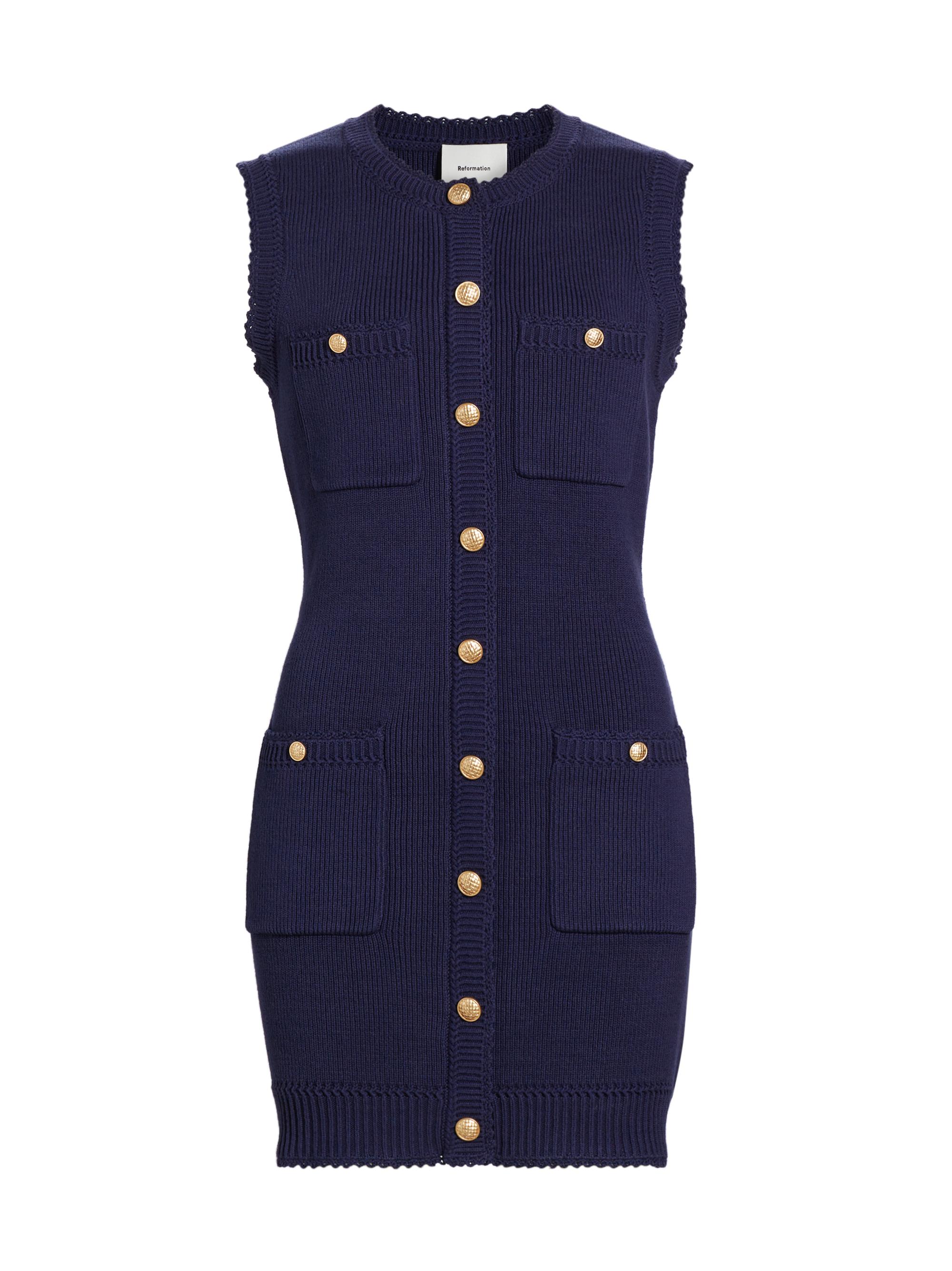 Reformation Women's Catalina Cotton Mini Dress - Navy