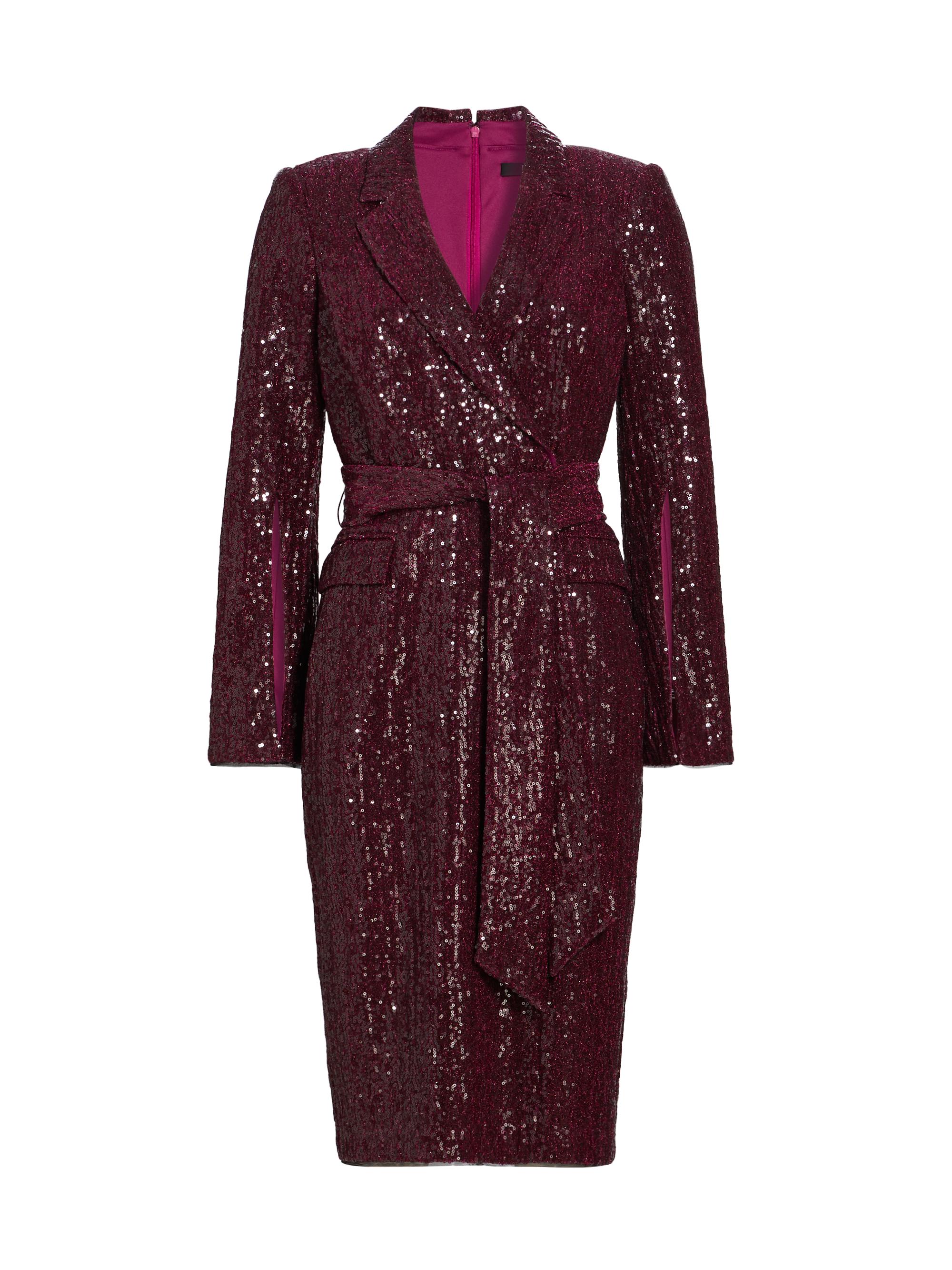 Badgley Mischka Women's Sequined Blazer Sheath Dress - Wine