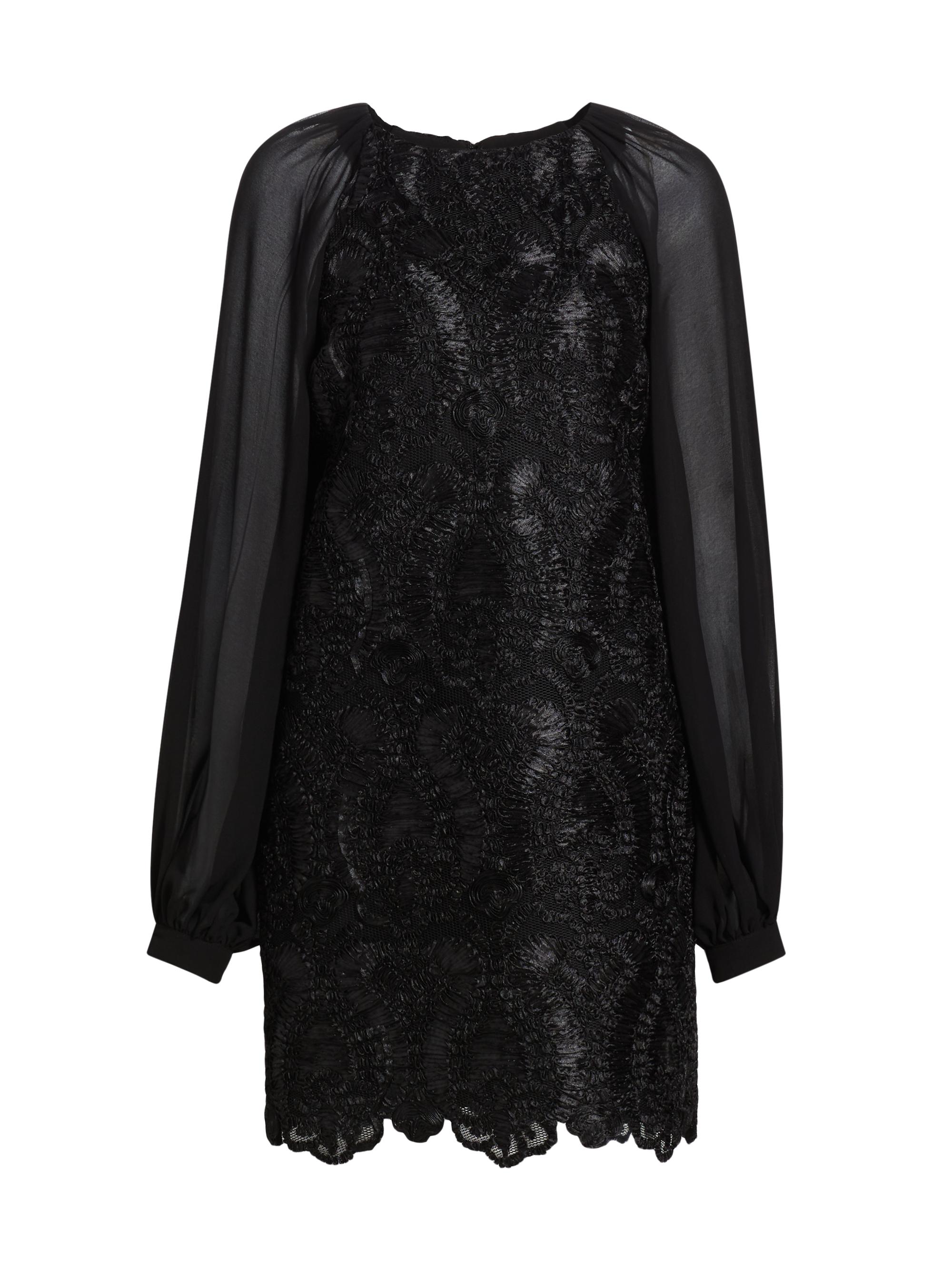 Badgley Mischka Women's Soutache-Embellished Long-Sleeve Minidress - Black