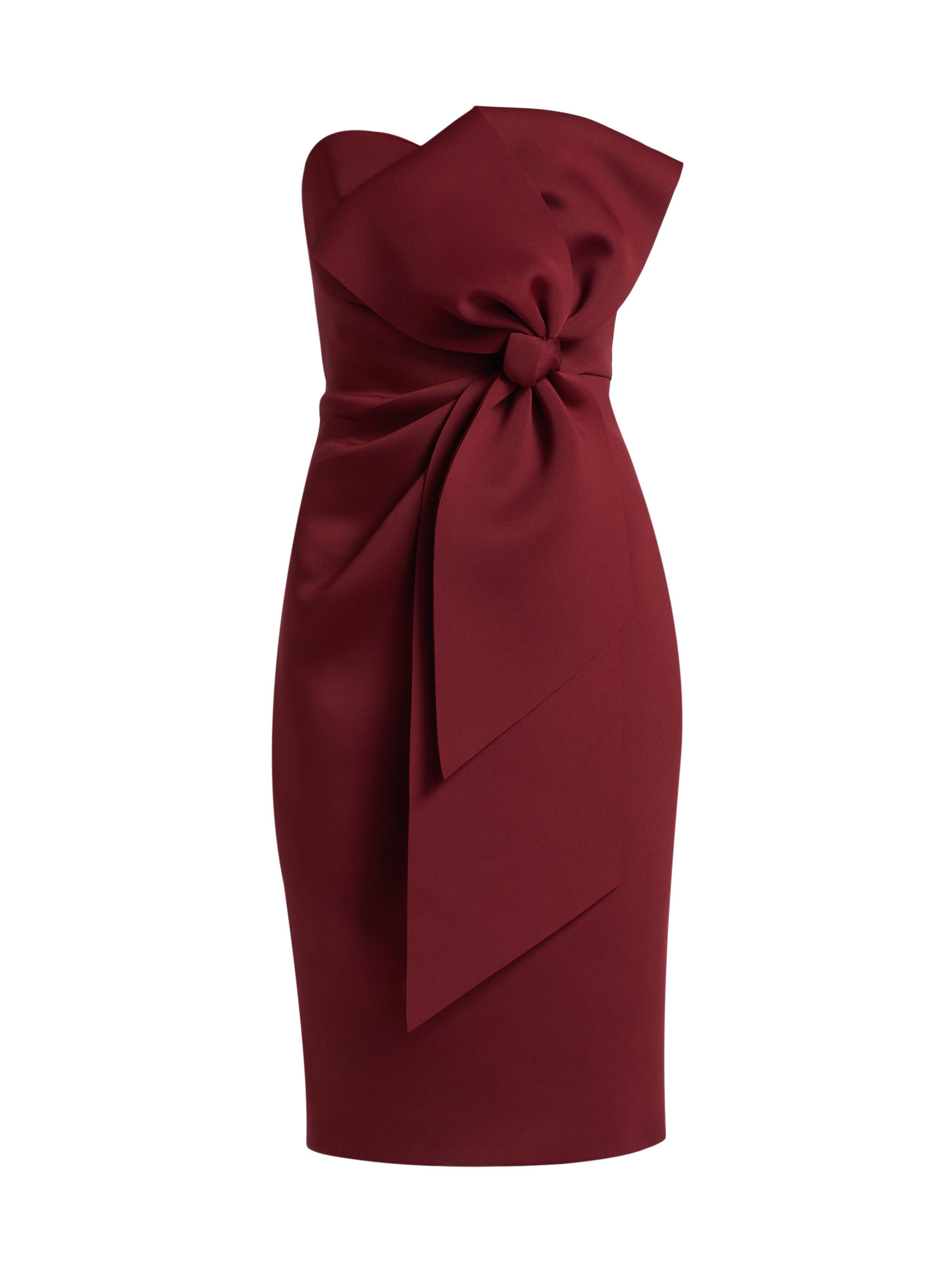 Badgley Mischka Women's Bow-Detailed Strapless Cocktail Dress - Wine