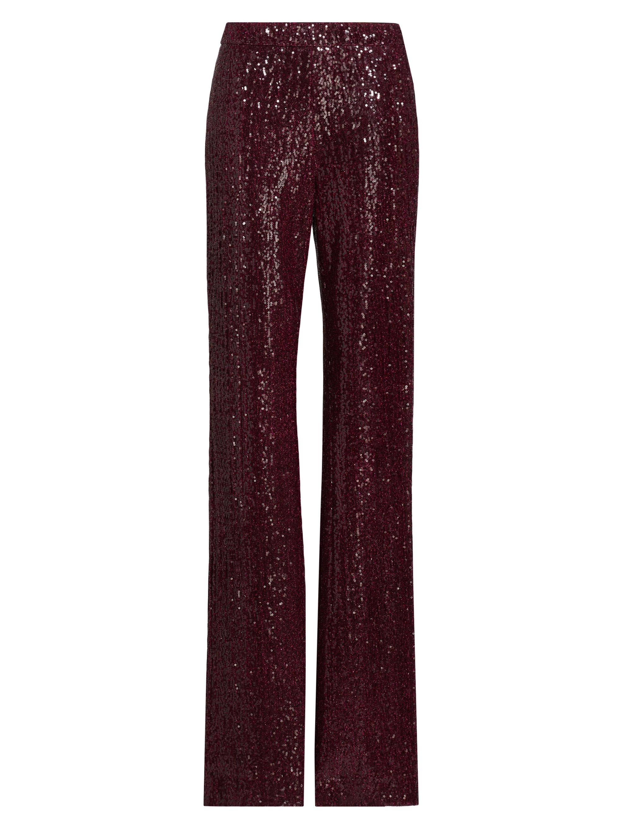 Badgley Mischka Women's Sequined Straight Trousers - Wine