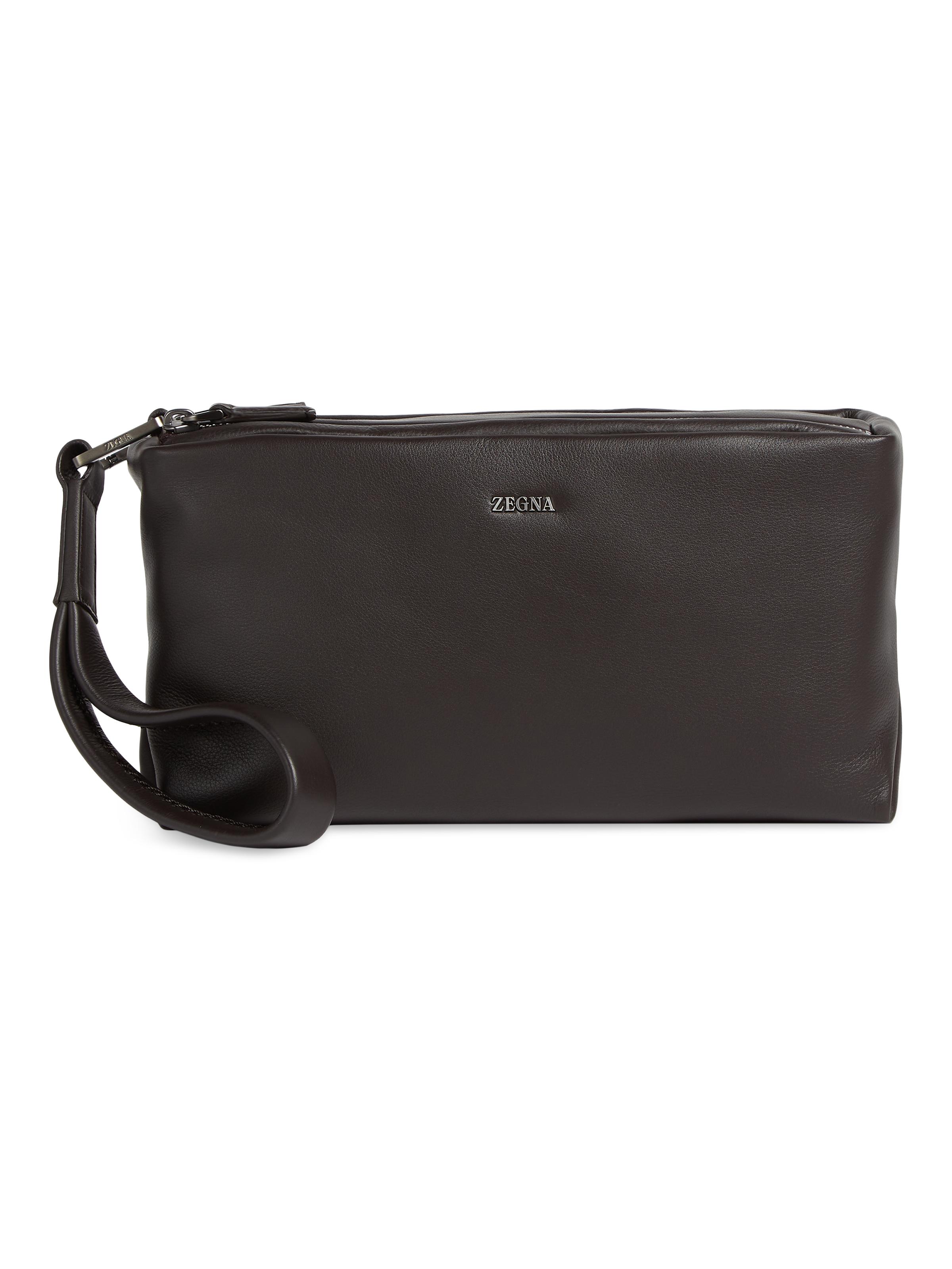 ZEGNA Men's Secondskin Softy Pouch - Dark Brown