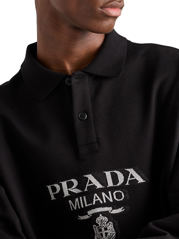 Shop Prada Long-Sleeved Cotton Polo Shirt | Saks Fifth Avenue Shop Prada Long-Sleeved Cotton Polo Shirt | Saks Fifth Avenue