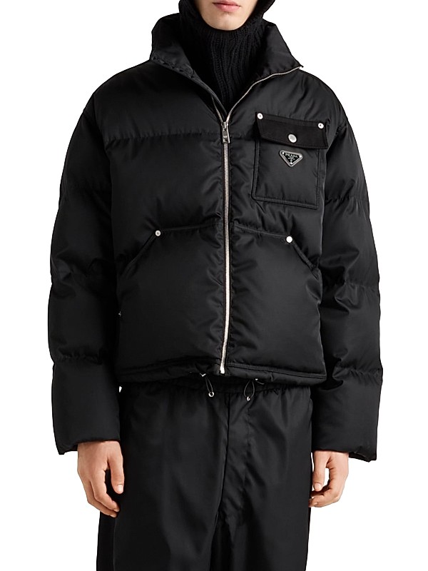 Shop Prada Cropped Re-Nylon Down Jacket | Saks Fifth Avenue Shop Prada Cropped Re-Nylon Down Jacket | Saks Fifth Avenue