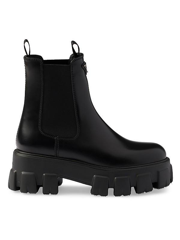 Shop Prada Monolith Brushed Leather Chelsea Boots | Saks Shop Prada Monolith Brushed Leather Chelsea Boots | Saks