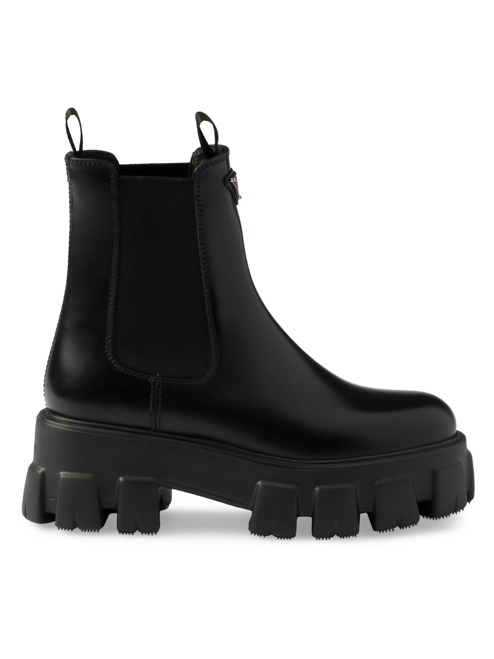 Prada Monolith Brushed Leather Chelsea Boots | Saks Fifth Avenue