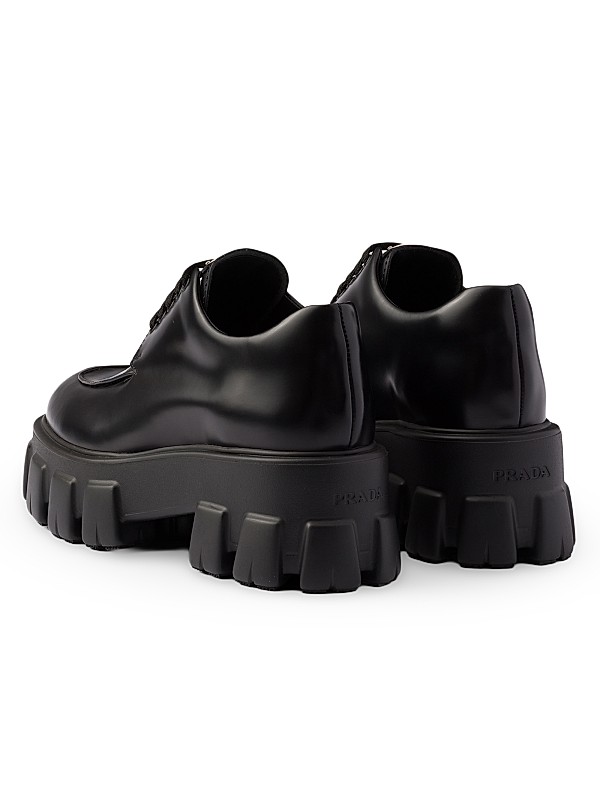 Shop Prada Monolith Brushed Leather Lace-Up Shoes | Saks Shop Prada Monolith Brushed Leather Lace-Up Shoes | Saks