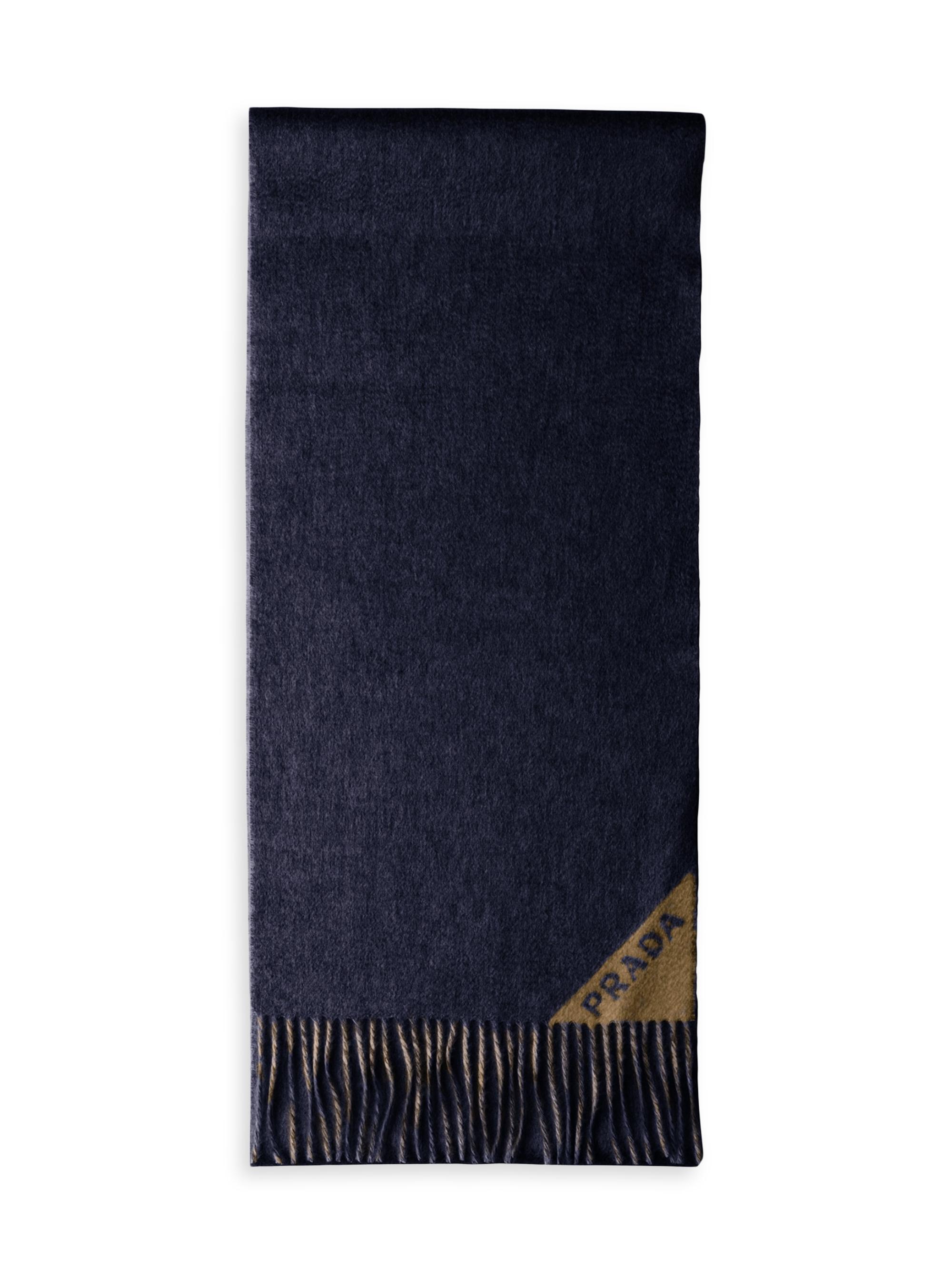 Prada Men's Double Cashmere Scarf - Blue | Thumbnail 3