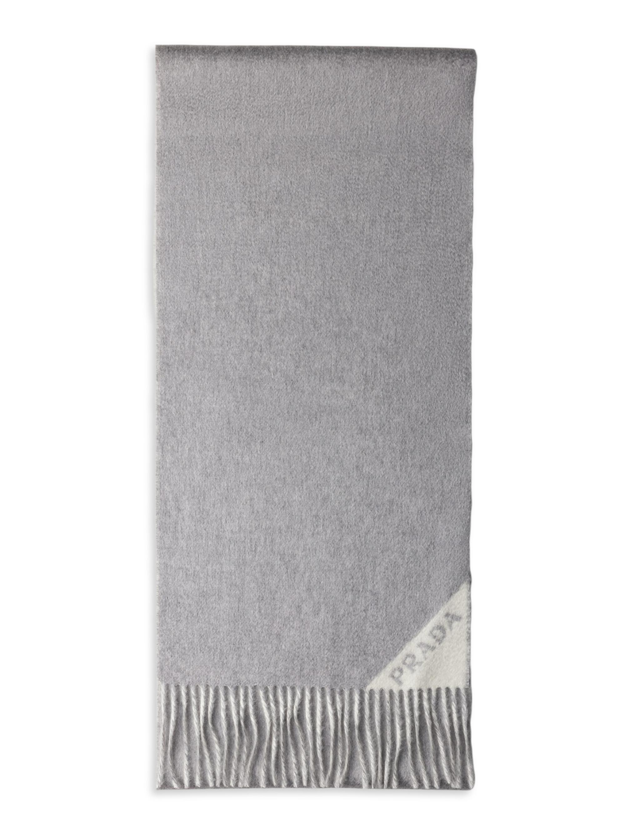 Prada Men's Double Cashmere Scarf - Dark Grey