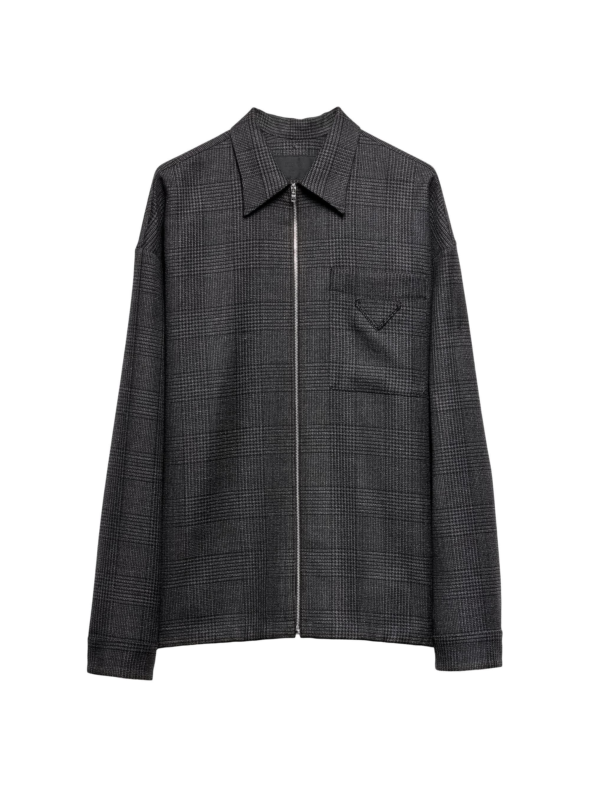 Prada Men's Wool Zipper Shirt - Grey