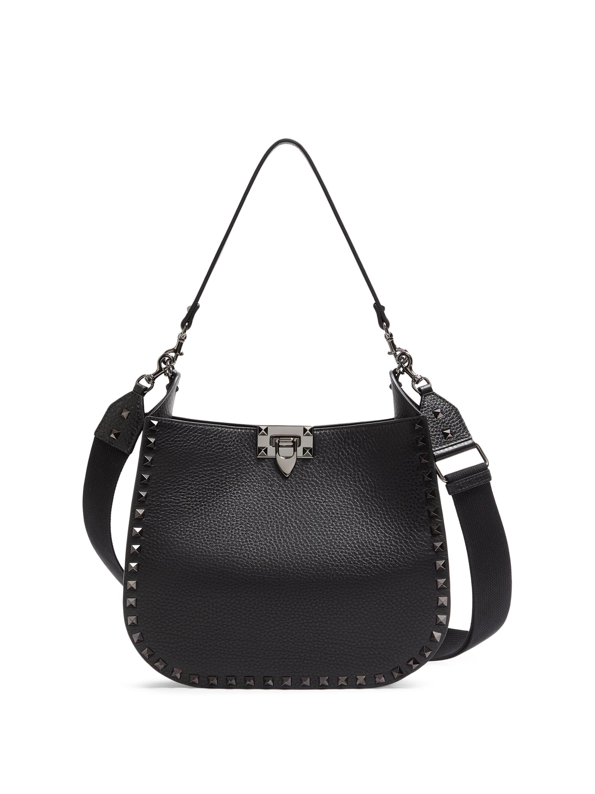 Valentino Garavani Women's Rockstud Grainy Calfskin Shoulder Bag - Black