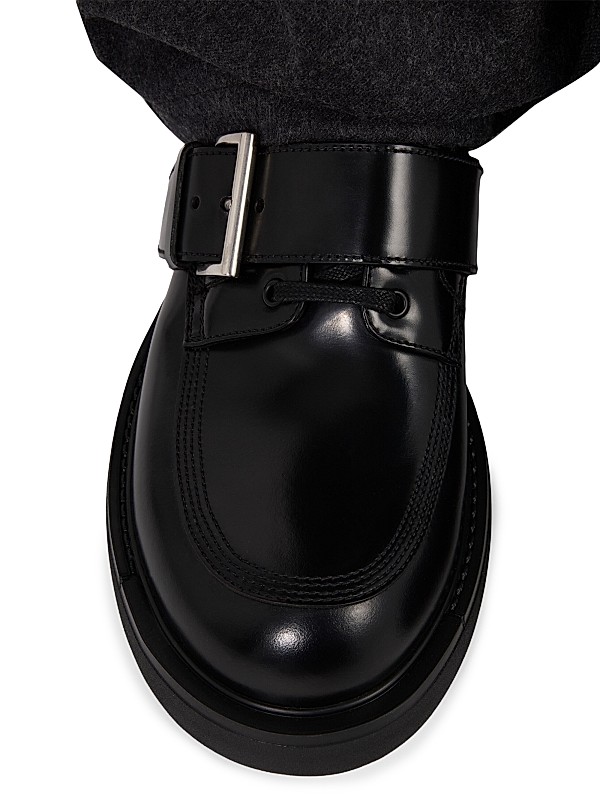 Shop Prada Brushed Leather Derby Shoes with Buckle | Saks Shop Prada Brushed Leather Derby Shoes with Buckle | Saks