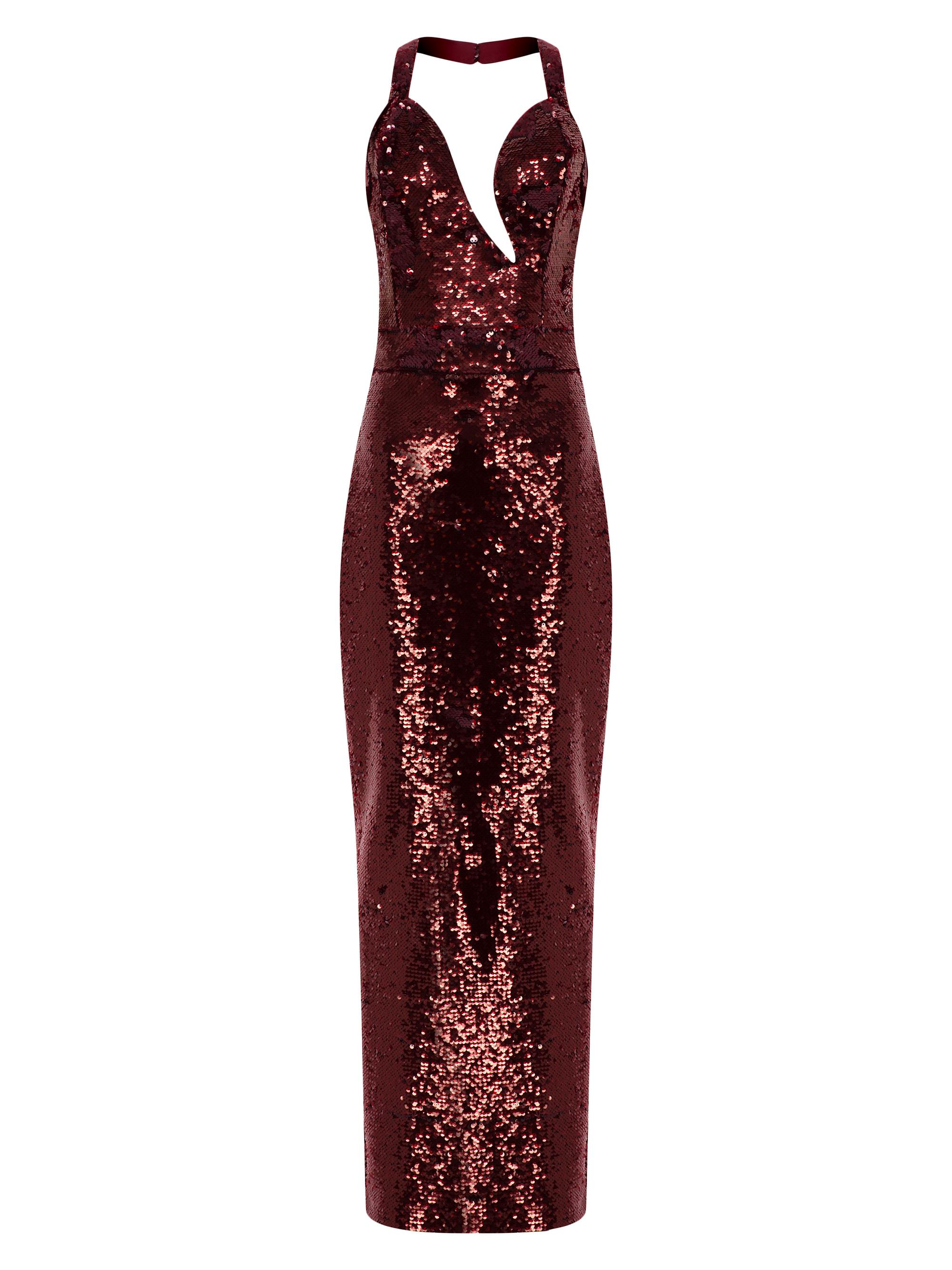 The New Arrivals Ilkyaz Ozel Women's Manon Sequined Halter Gown - Inferno