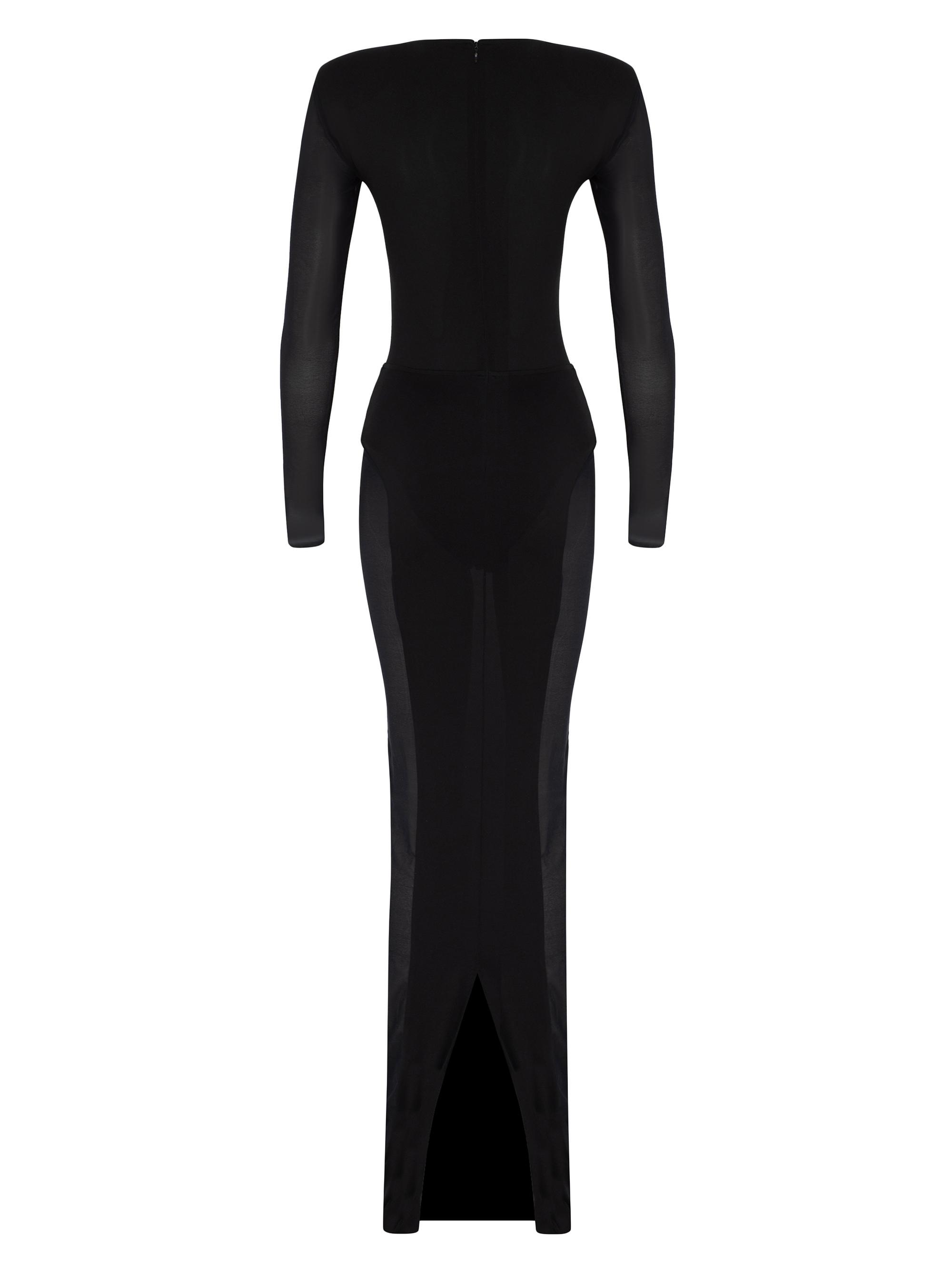 The New Arrivals Ilkyaz Ozel Europa Mesh-Trim Body-Con Maxi Dress