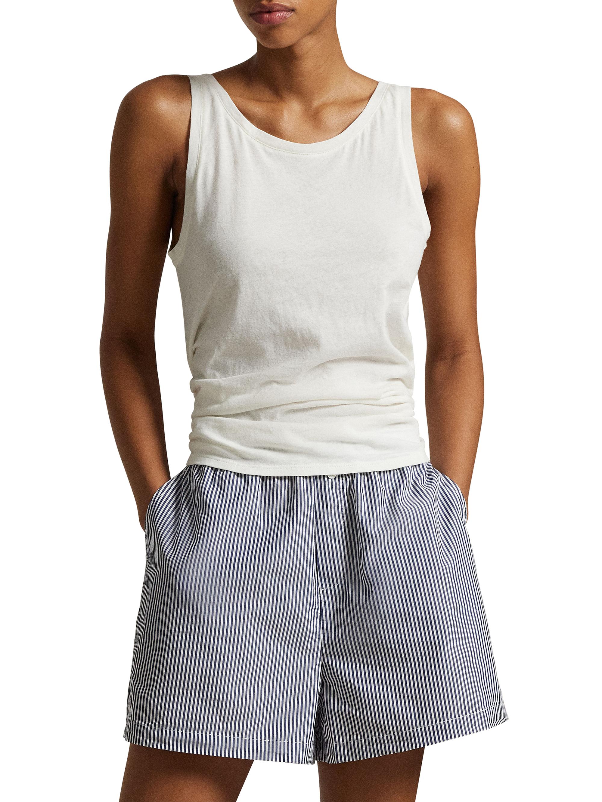 Polo Ralph Lauren Women's Long & Lean Rib-Knit Logo Tank - Egret