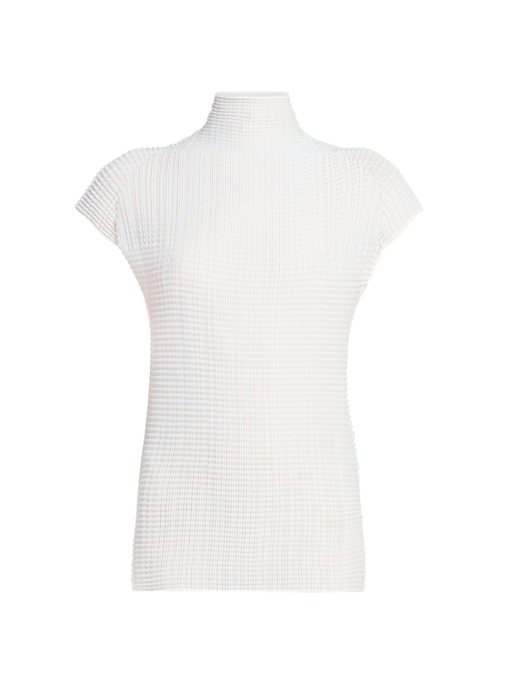 トップス Issey Miyake Animal Pleats Tops Issey Miyake Wooly Pleats Cap-Sleeve Top | Saks Fifth Avenue