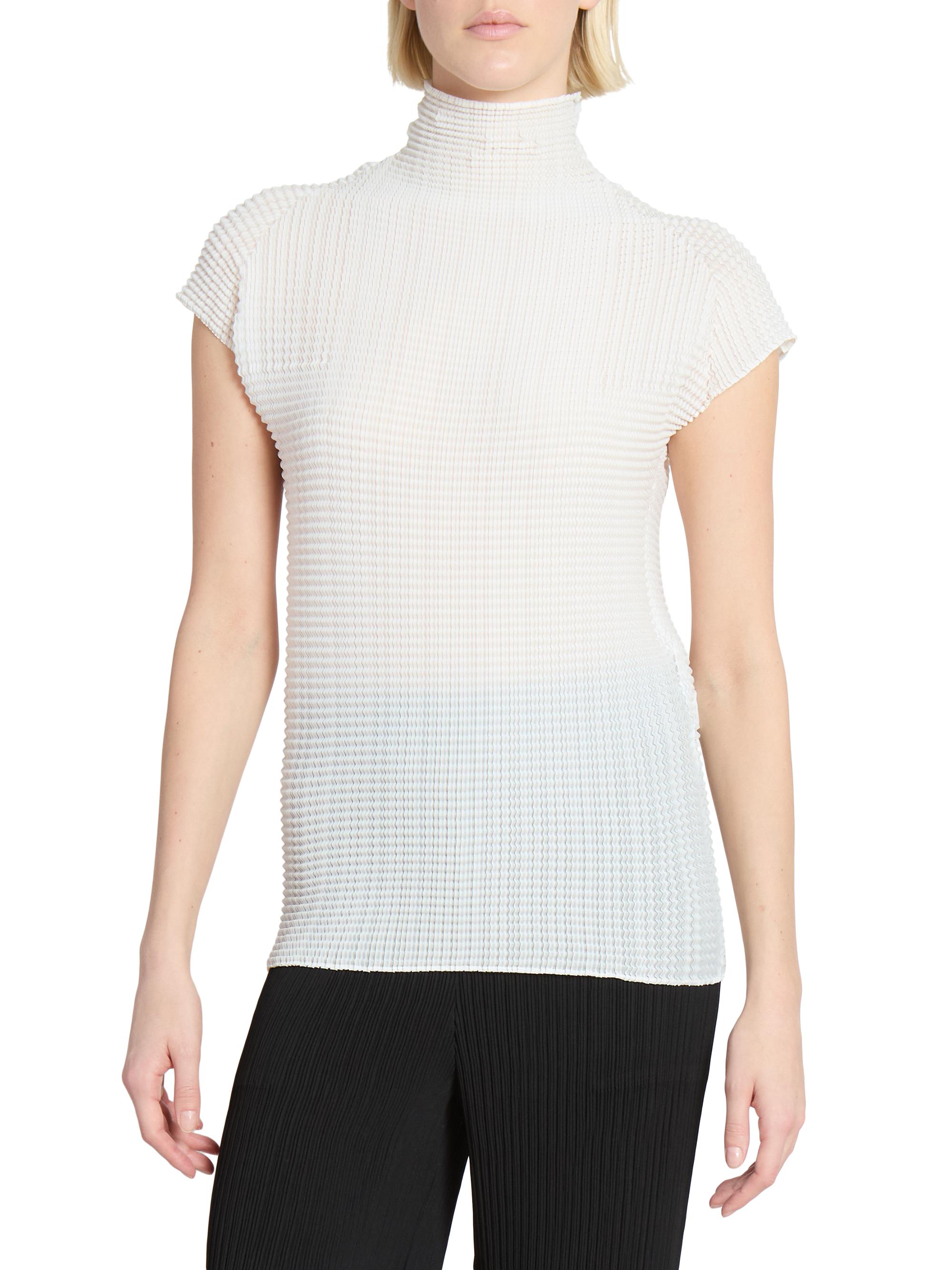 Issey Miyake Wooly Pleats Cap-Sleeve Top | Saks Fifth Avenue