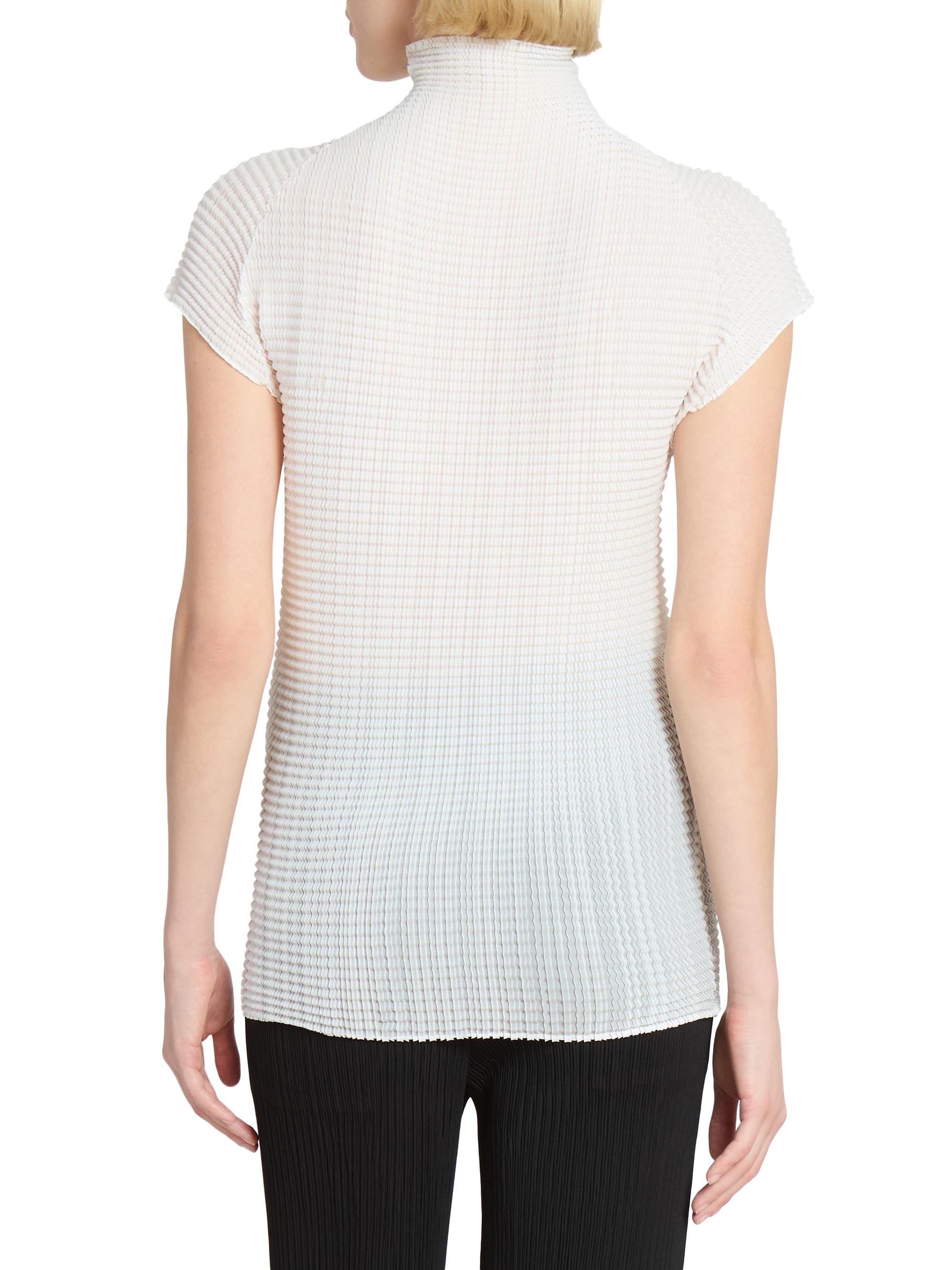 Issey Miyake Wooly Pleats Cap-Sleeve Top | Saks Fifth Avenue