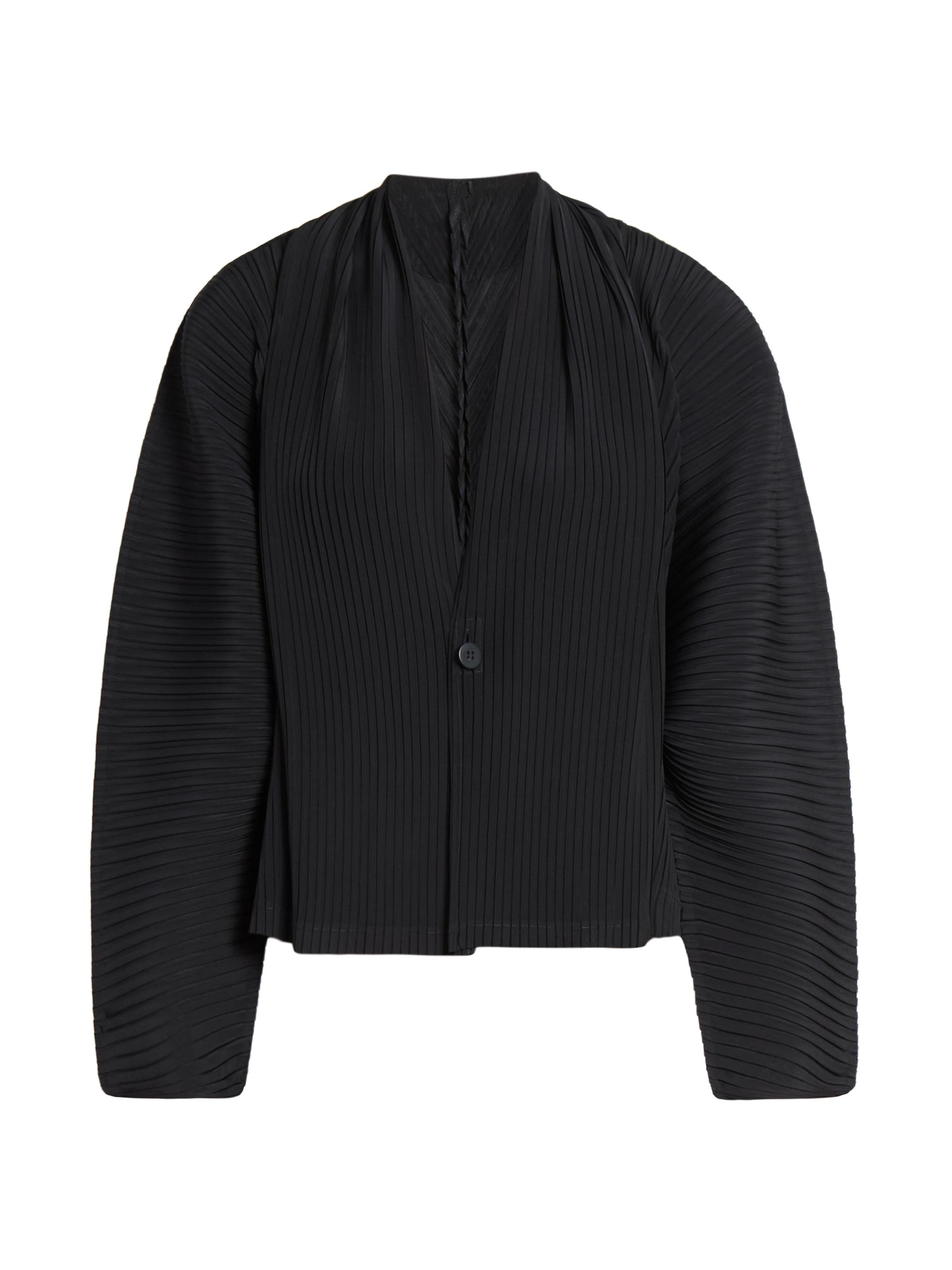 Issey Miyake Women's Vigor Pleats Solid V-Neck Cardigan - Black