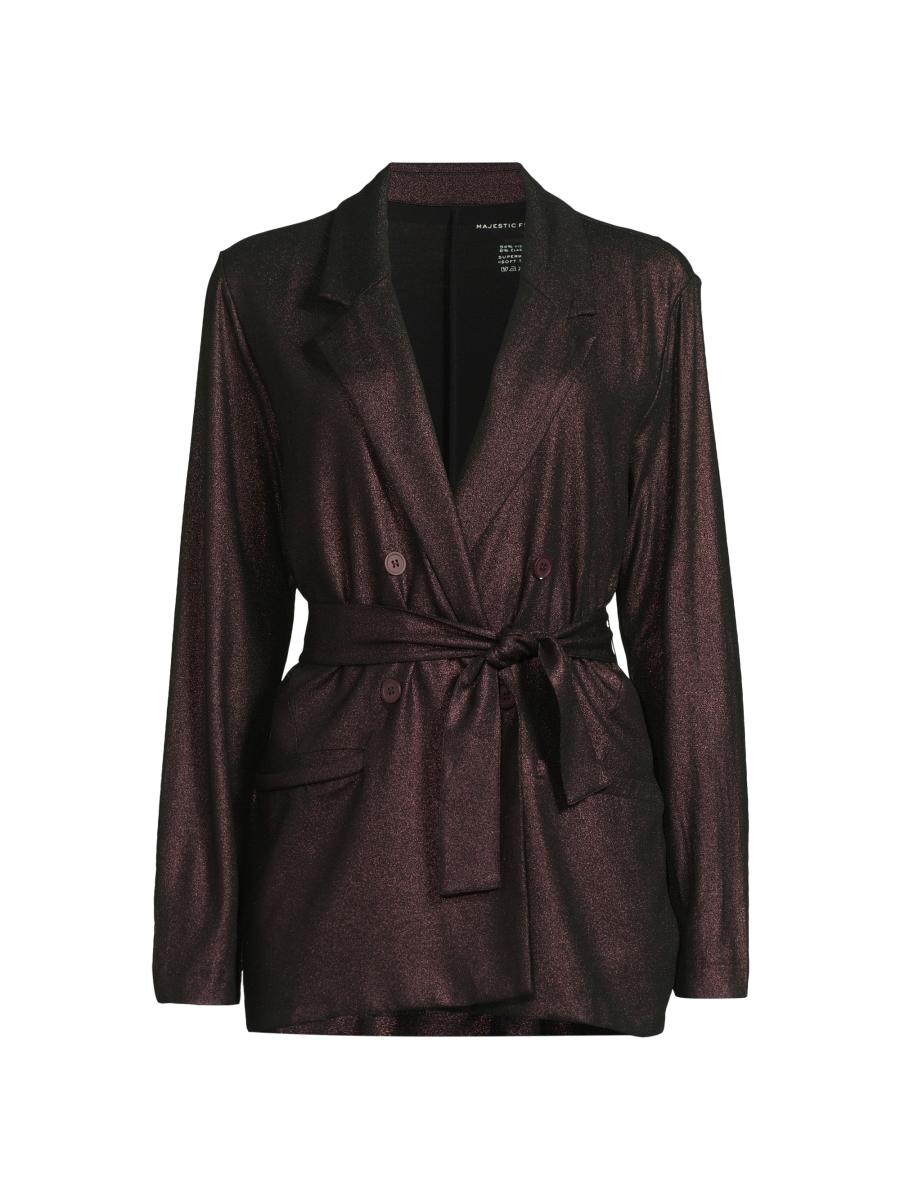 Majestic Filatures Metallic Soft Tie-Waist Double-Breasted