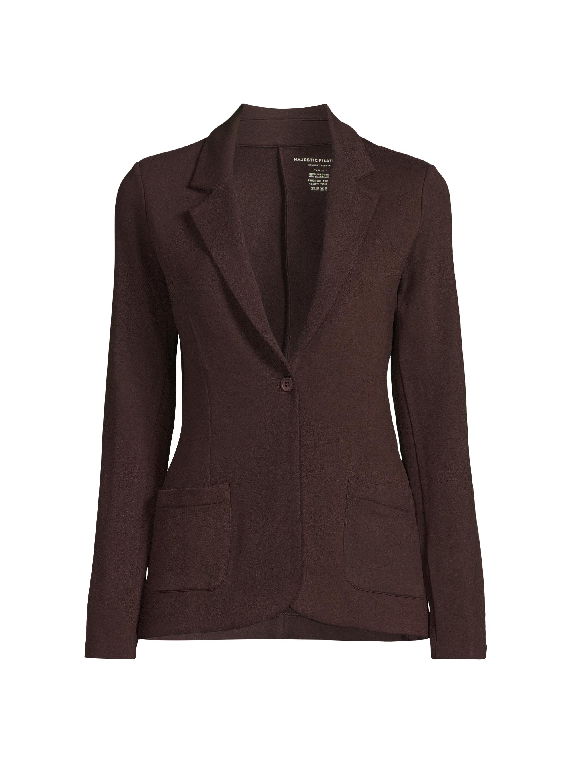 Majestic Filatures Women's Stretch Single-Breasted Blazer - Coffee