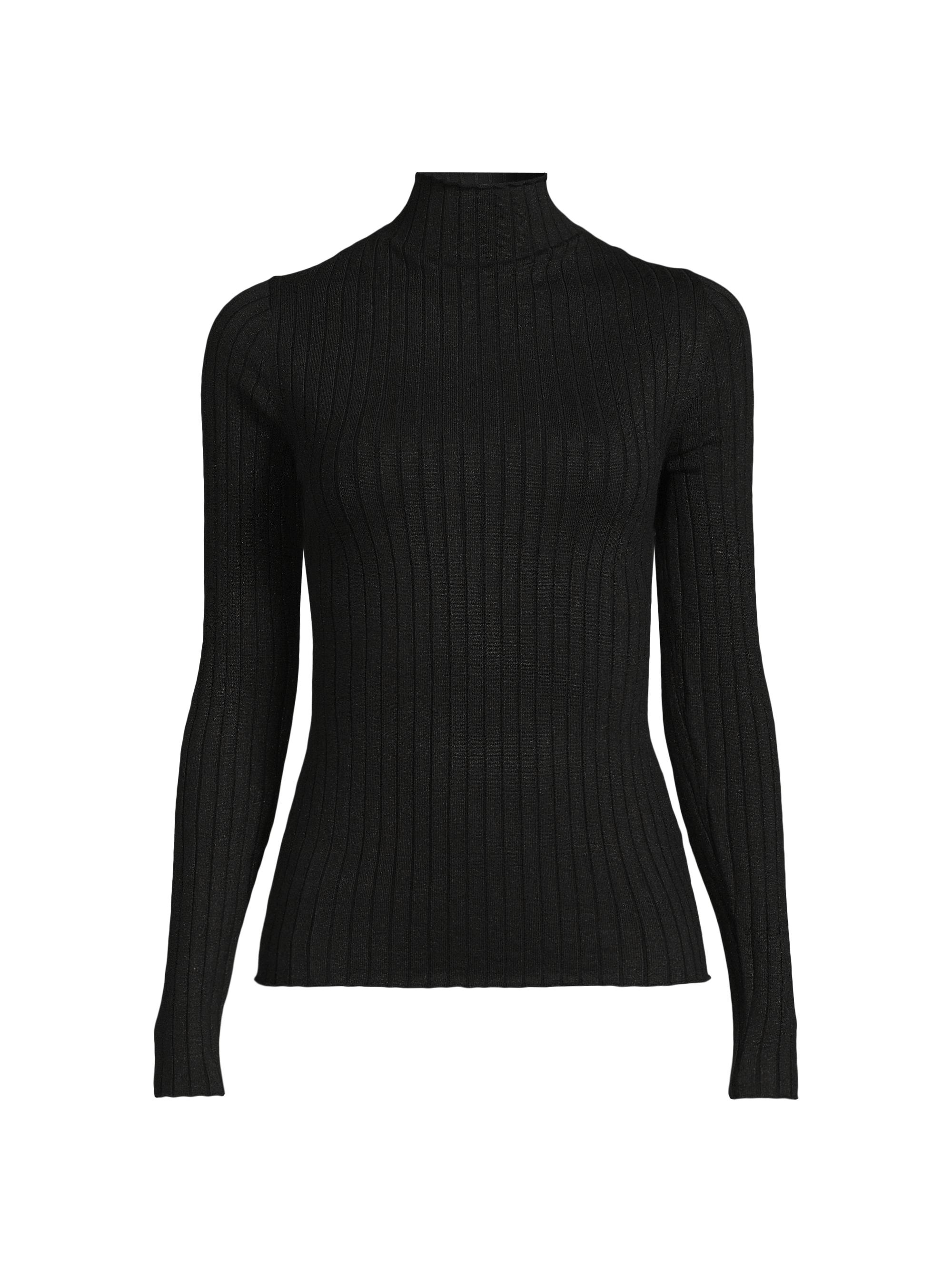 Majestic Filatures Women's Metallic Mock Turtleneck Sweater - Metal Noir