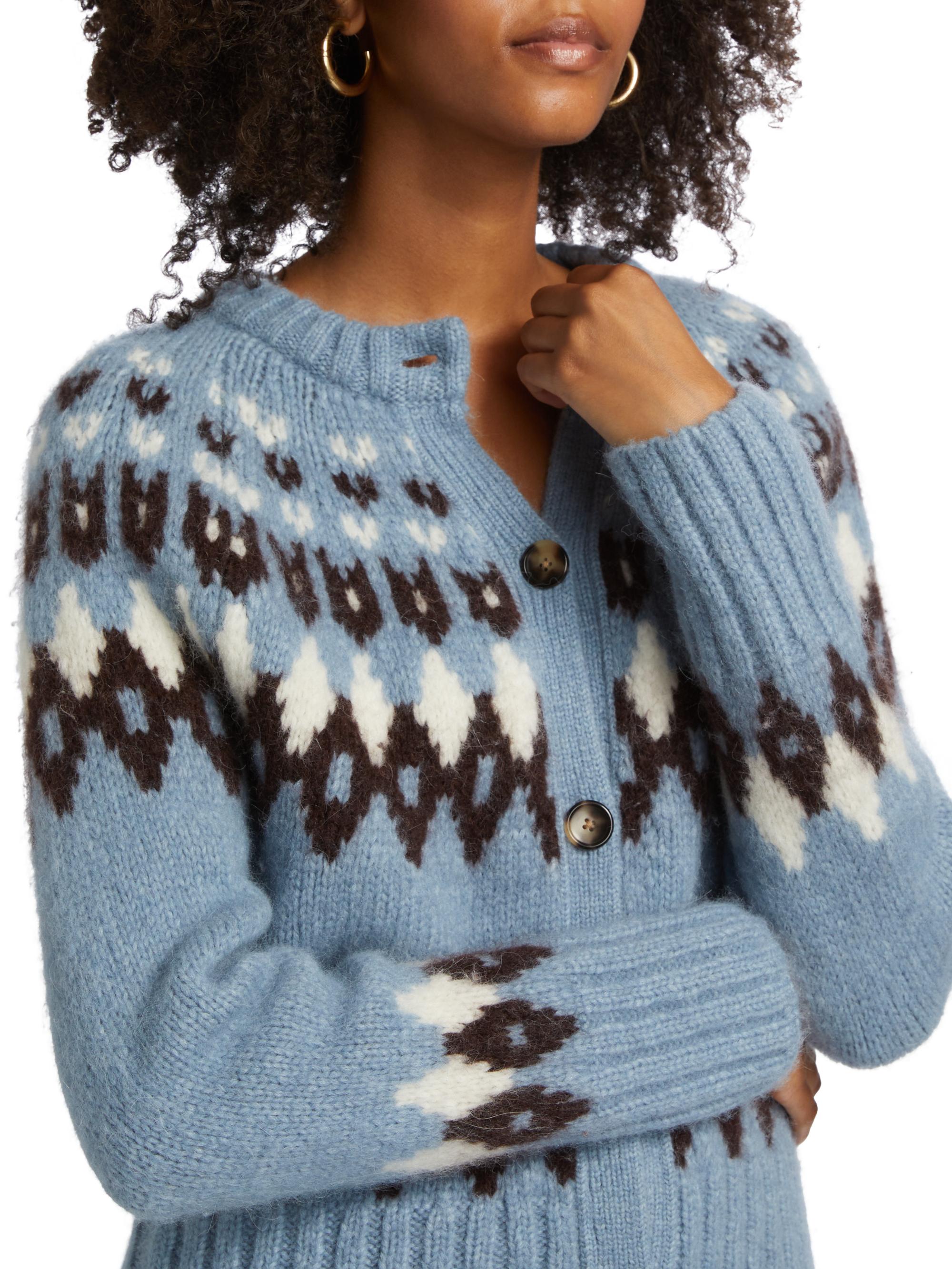 Veronica Beard Christina Fair Isle-Style Alpaca-Blend Cardigan