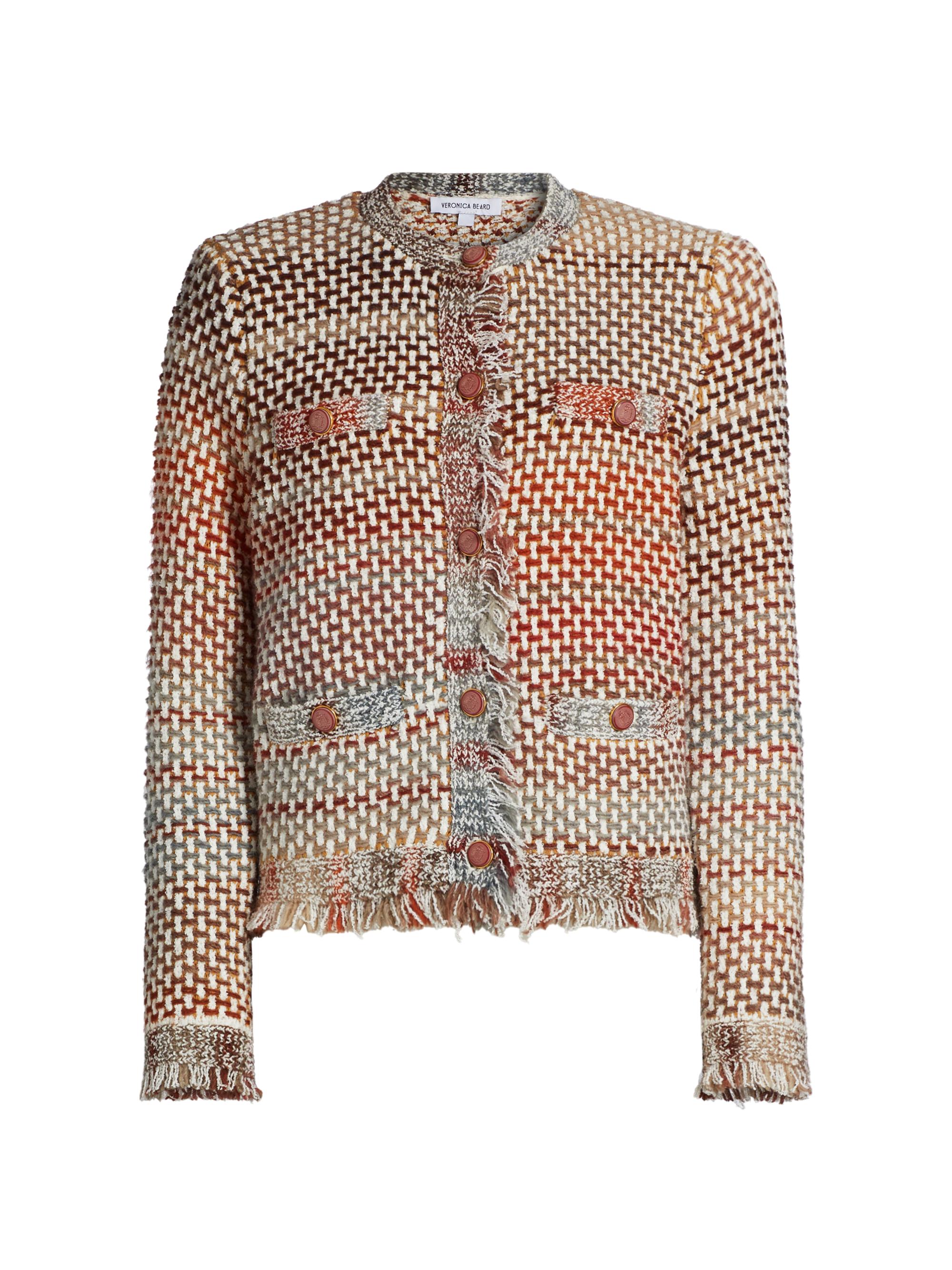 Veronica Beard Women's Sariyah Wool-Blend Knit Crewneck Jacket - Red Multi