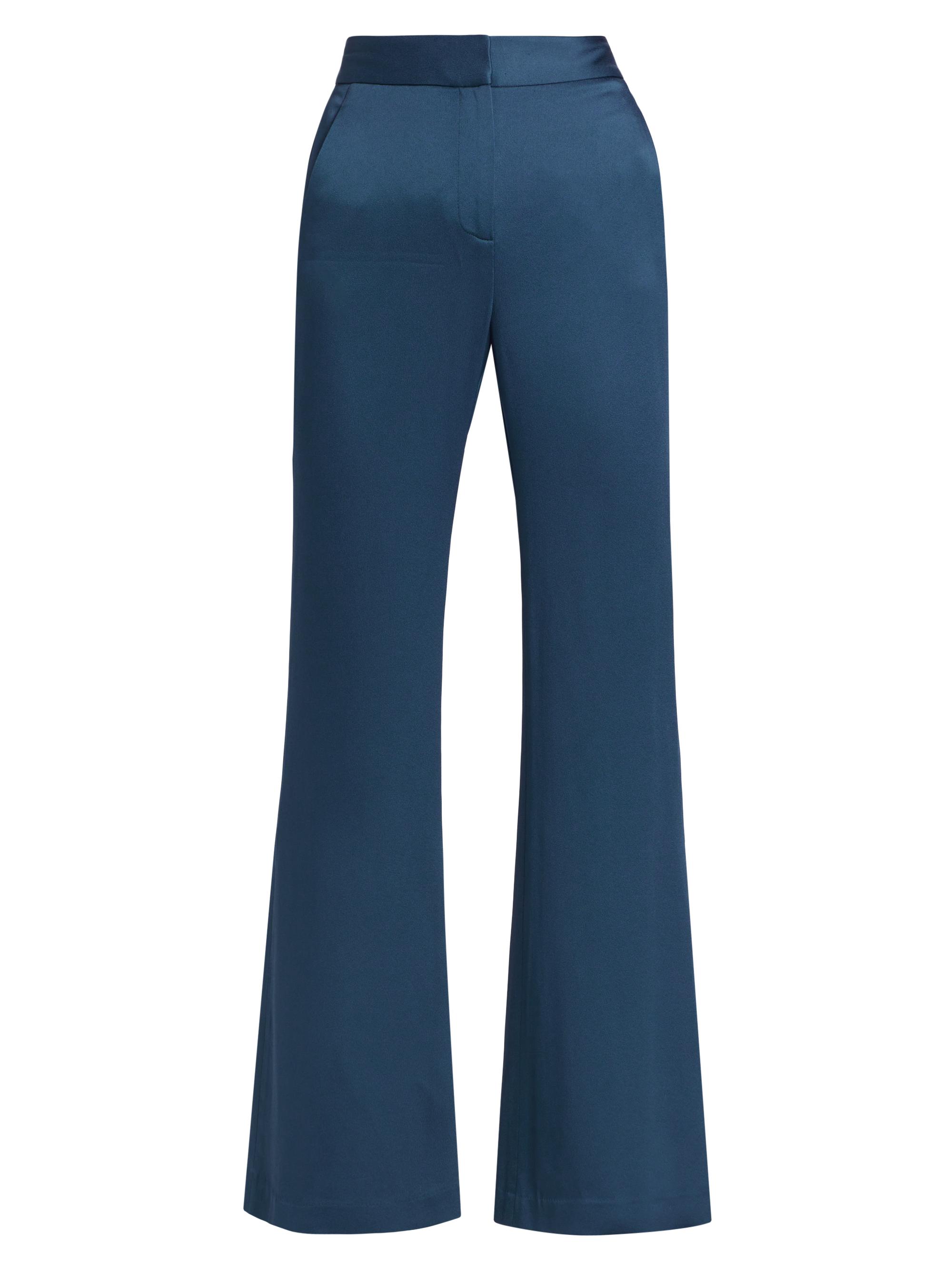 Veronica Beard Women's Lebone Satin High-Rise Flared Pants - Blue Stone